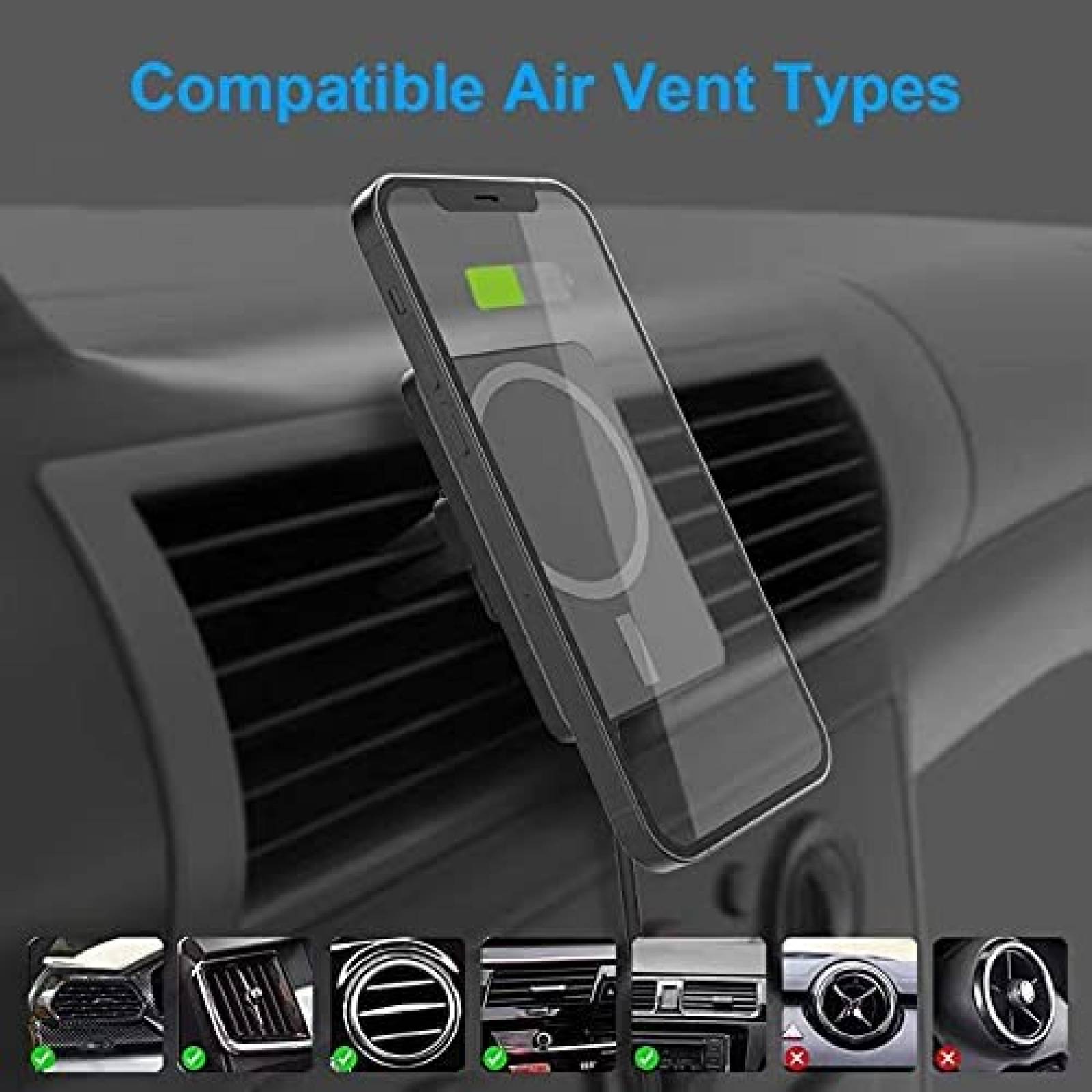 Stand cargador telefono auto dongguanshi magnetico 15W-Negro