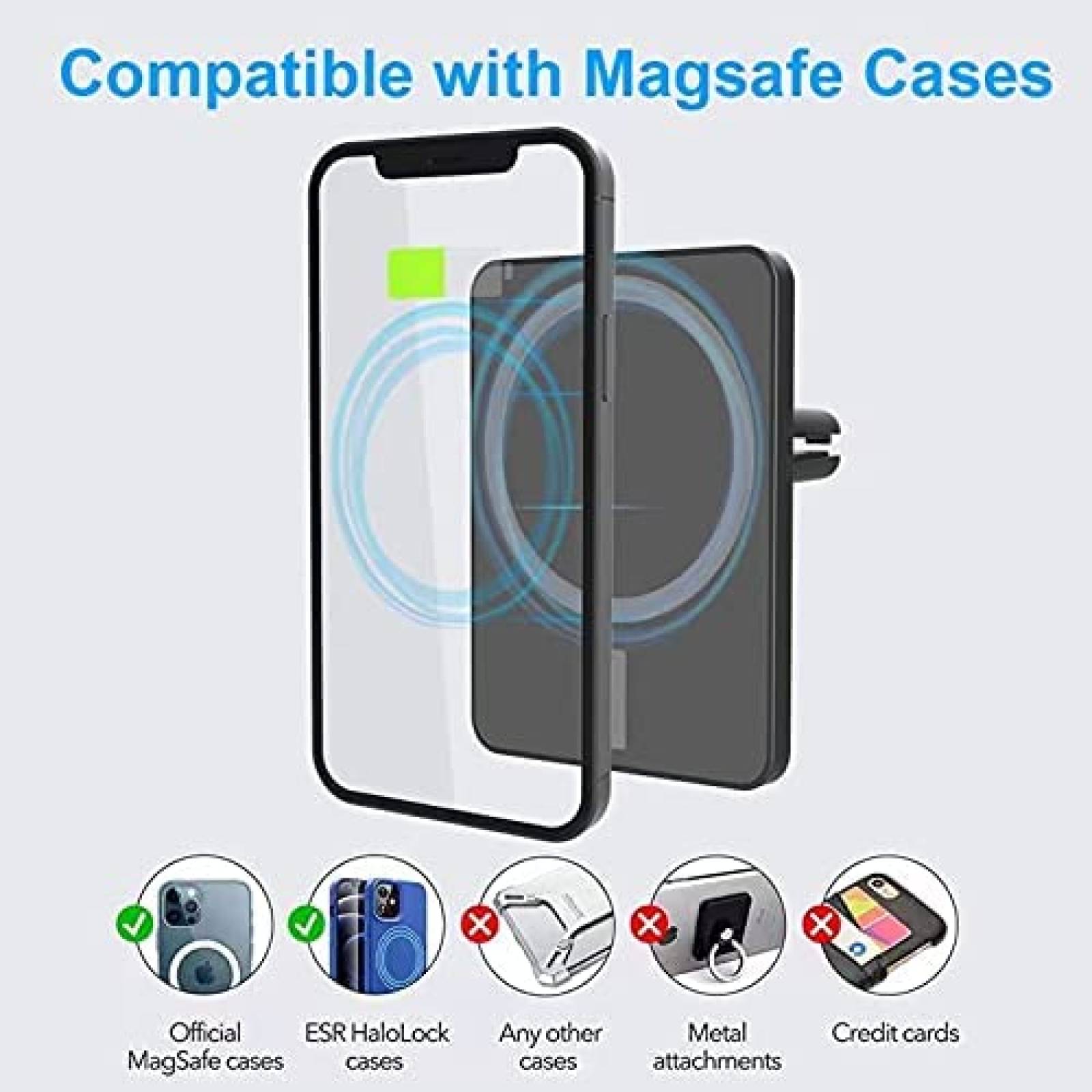 Stand cargador telefono auto dongguanshi magnetico 15W-Negro