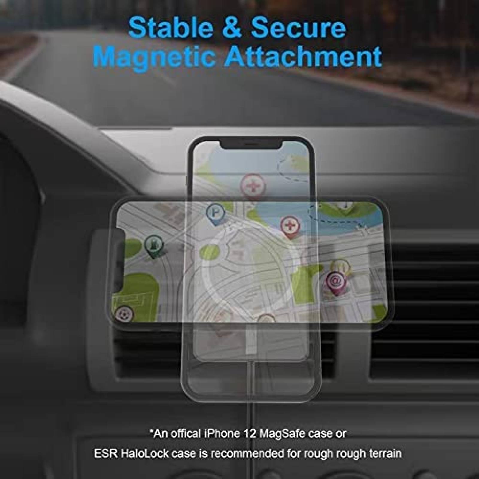 Stand cargador telefono auto dongguanshi magnetico 15W-Negro