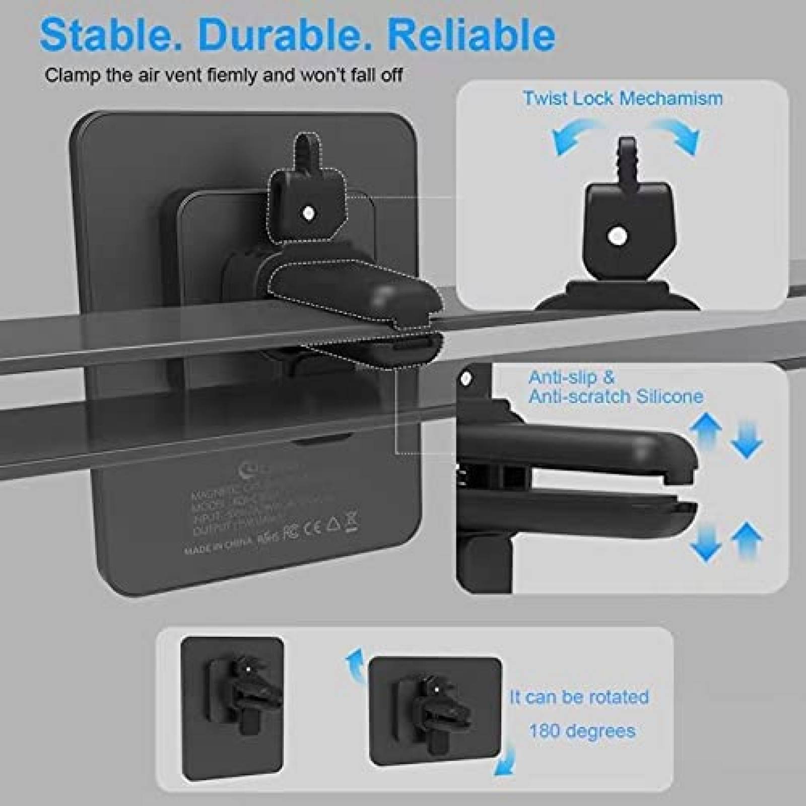 Stand cargador telefono auto dongguanshi magnetico 15W-Negro