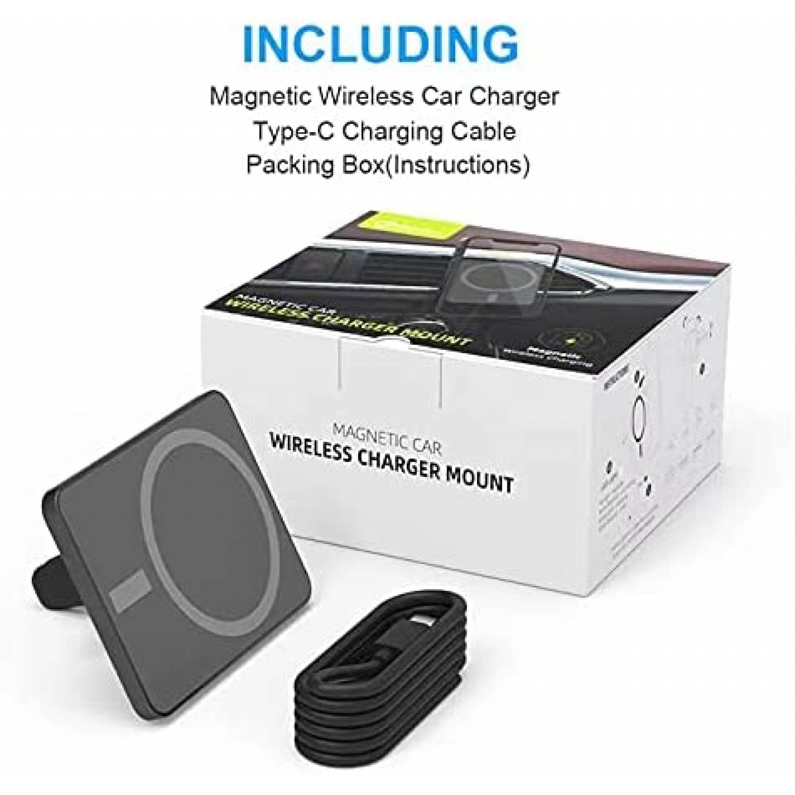 Stand cargador telefono auto dongguanshi magnetico 15W-Negro