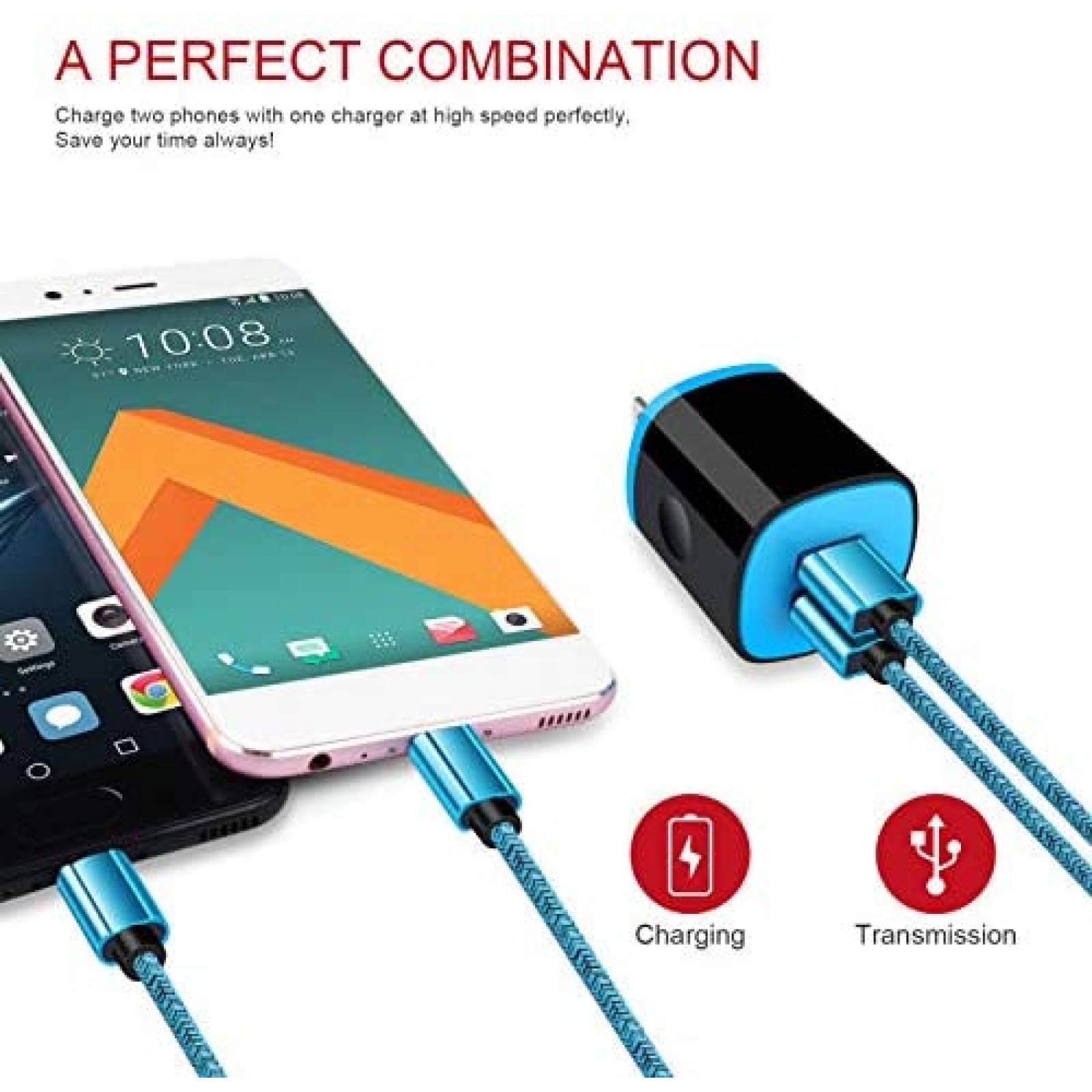 Cargador Cebkit 6 ft para Samsung Galaxy S21 Ultra 5G -Negro