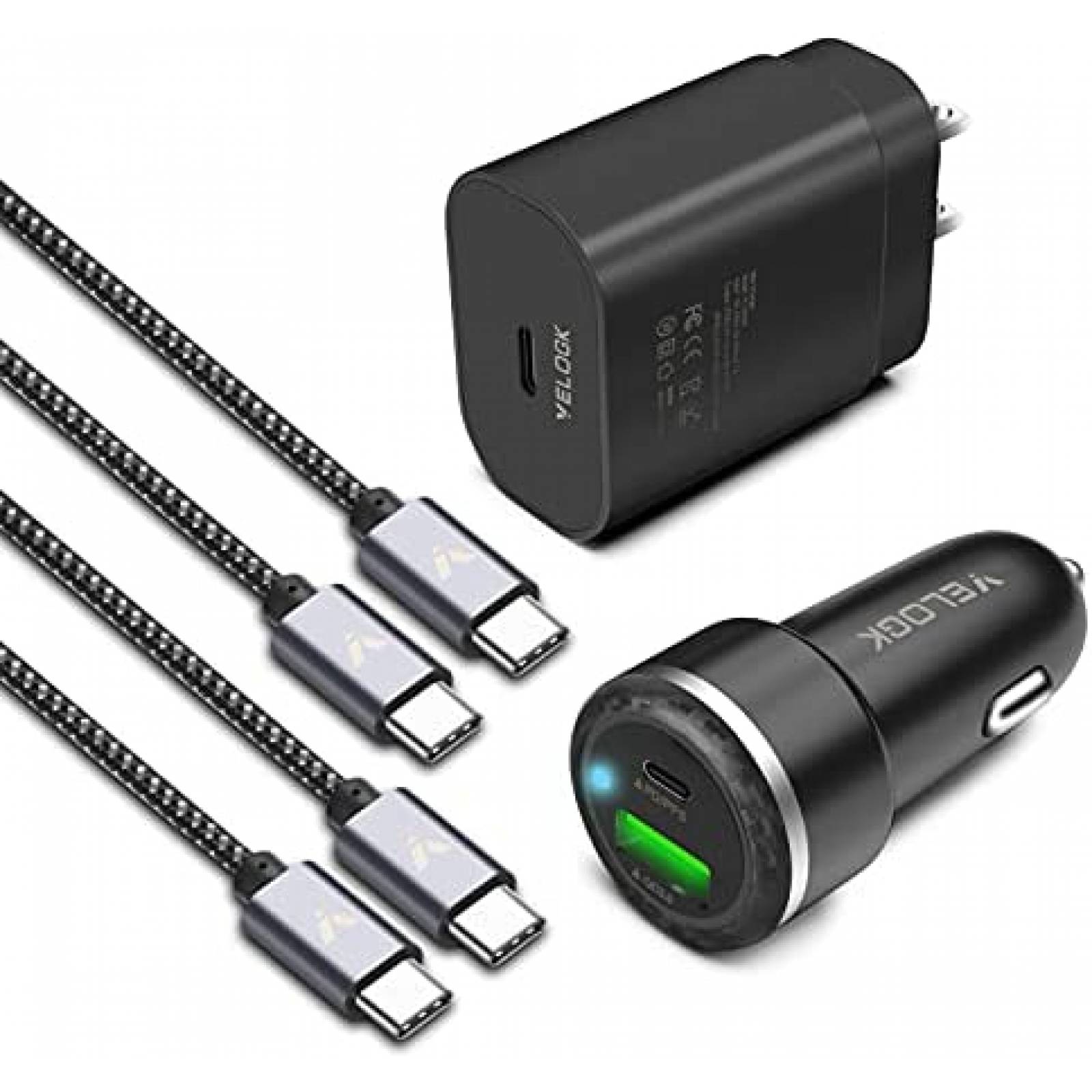 Cargador de coche VELOGK para Samsung Galaxy con cable USB