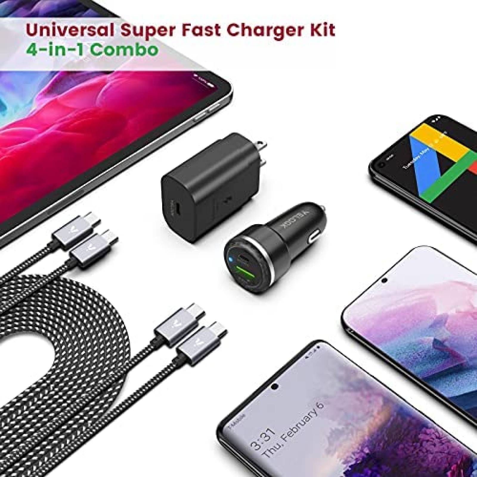 Cargador de coche VELOGK para Samsung Galaxy con cable USB
