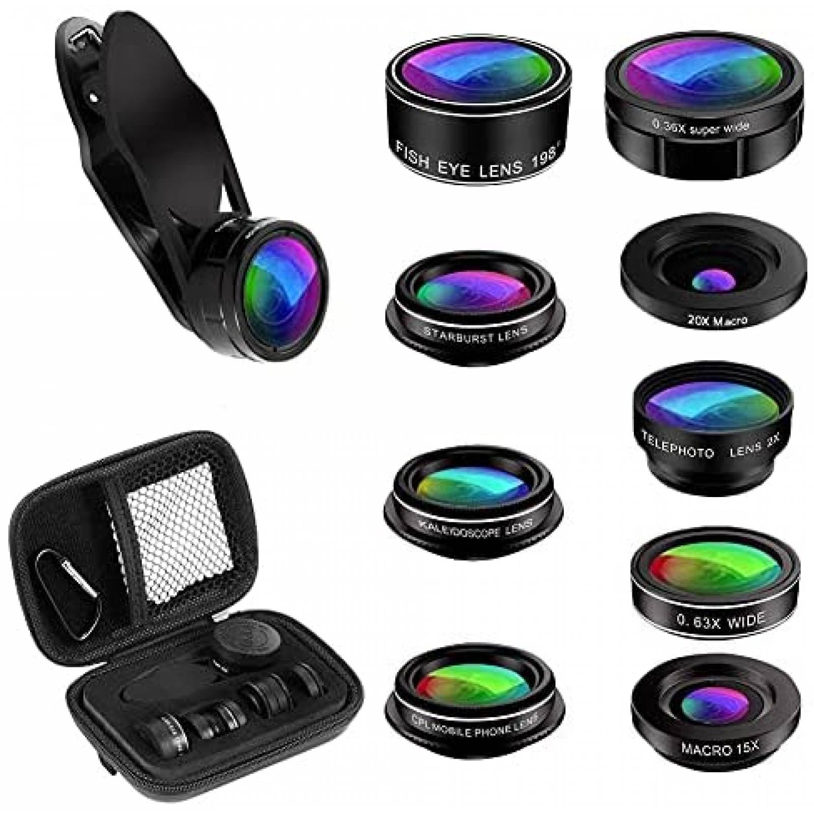 Kit Lentes para Camara de Celular MZTDYTL 9pzas con Clip