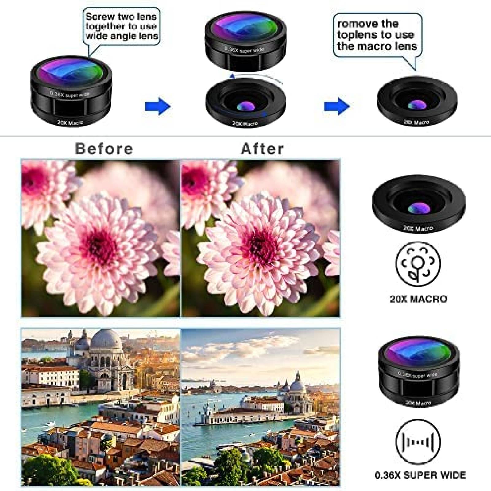 Kit Lentes para Camara de Celular MZTDYTL 9pzas con Clip