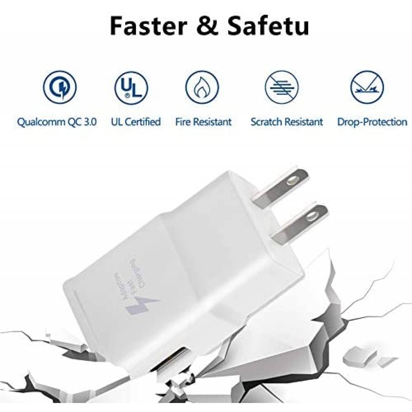 Cargador de Pared KAIMENGLONG USB C de 5 Pies 2 Pzs -Blanco