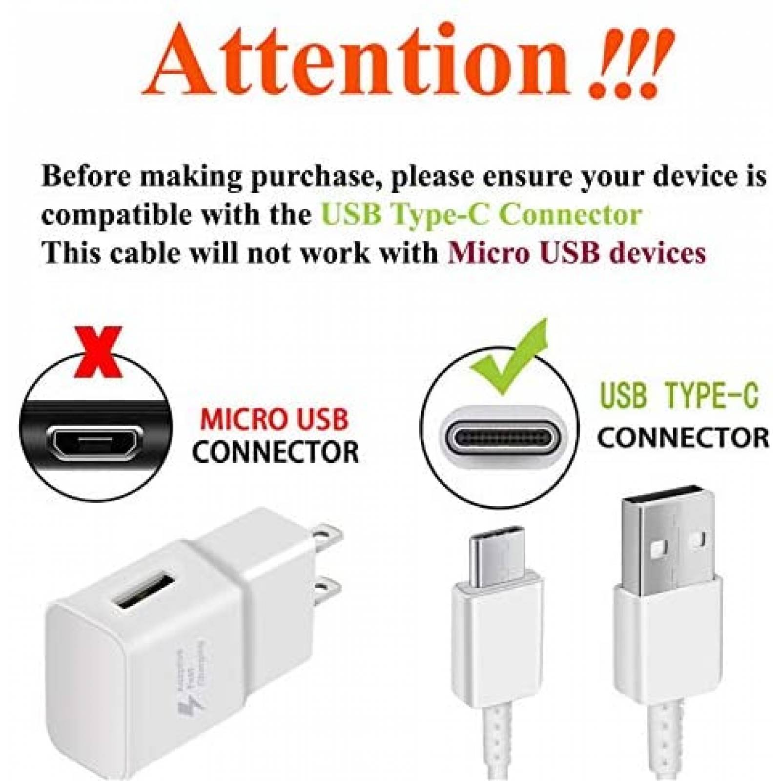 Cargador de Pared KAIMENGLONG USB C de 5 Pies 2 Pzs -Blanco