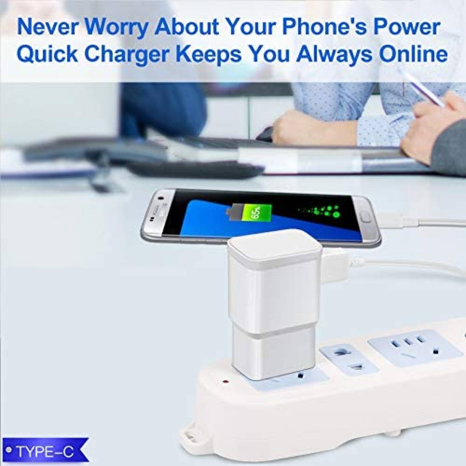 Cargador de Pared KAIMENGLONG USB C de 5 Pies 2 Pzs -Blanco