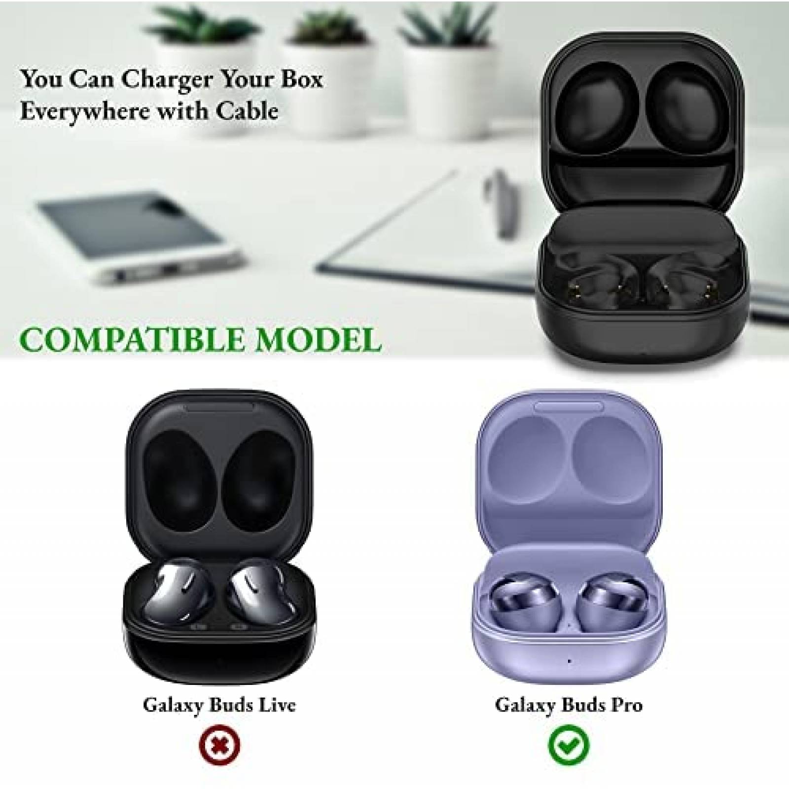 Estuche Cargador ECSEM para Samsung Galaxy Buds Pro -Negro