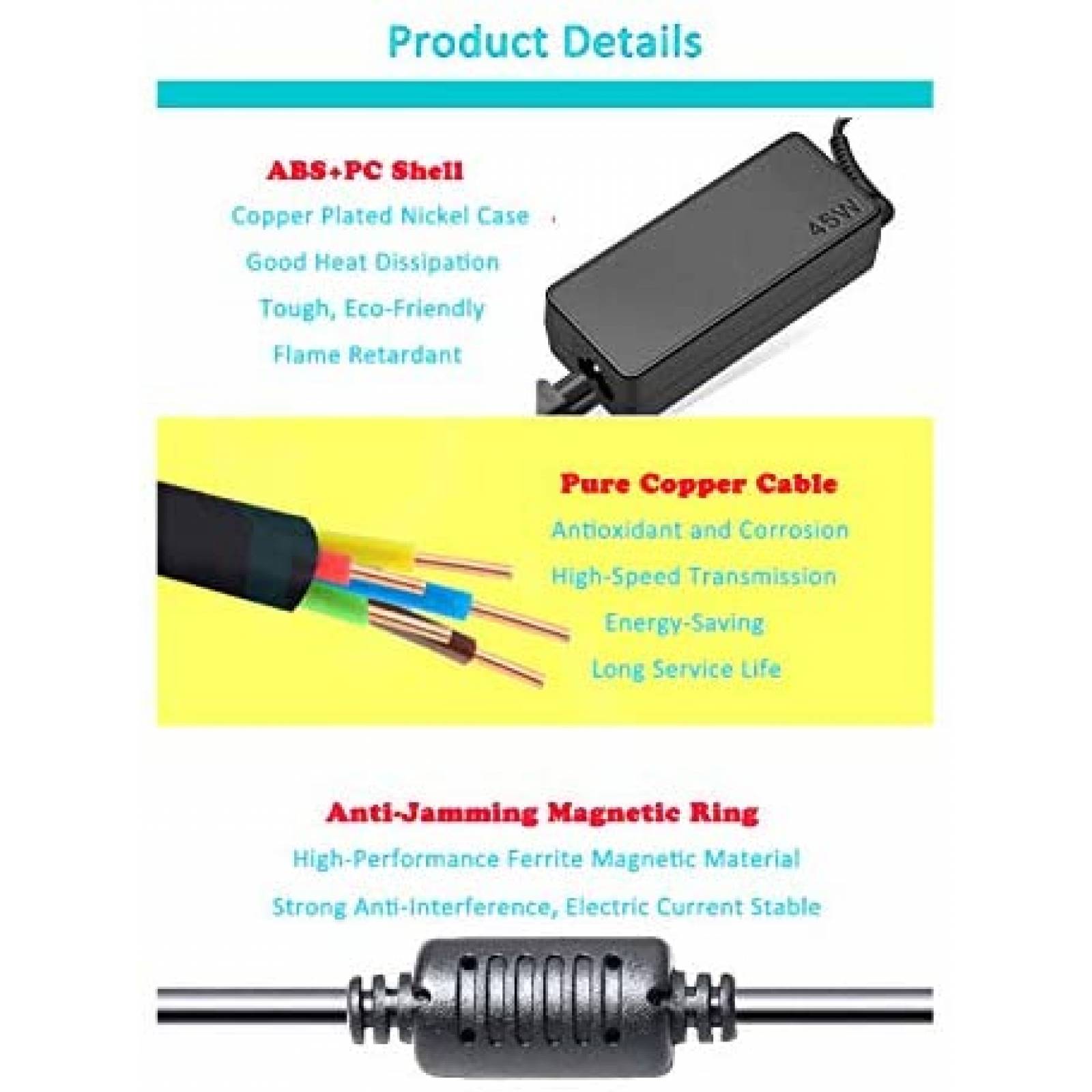 Cargador Universal LNOCCIY USB C p/Lenovo Chromebook -Negro