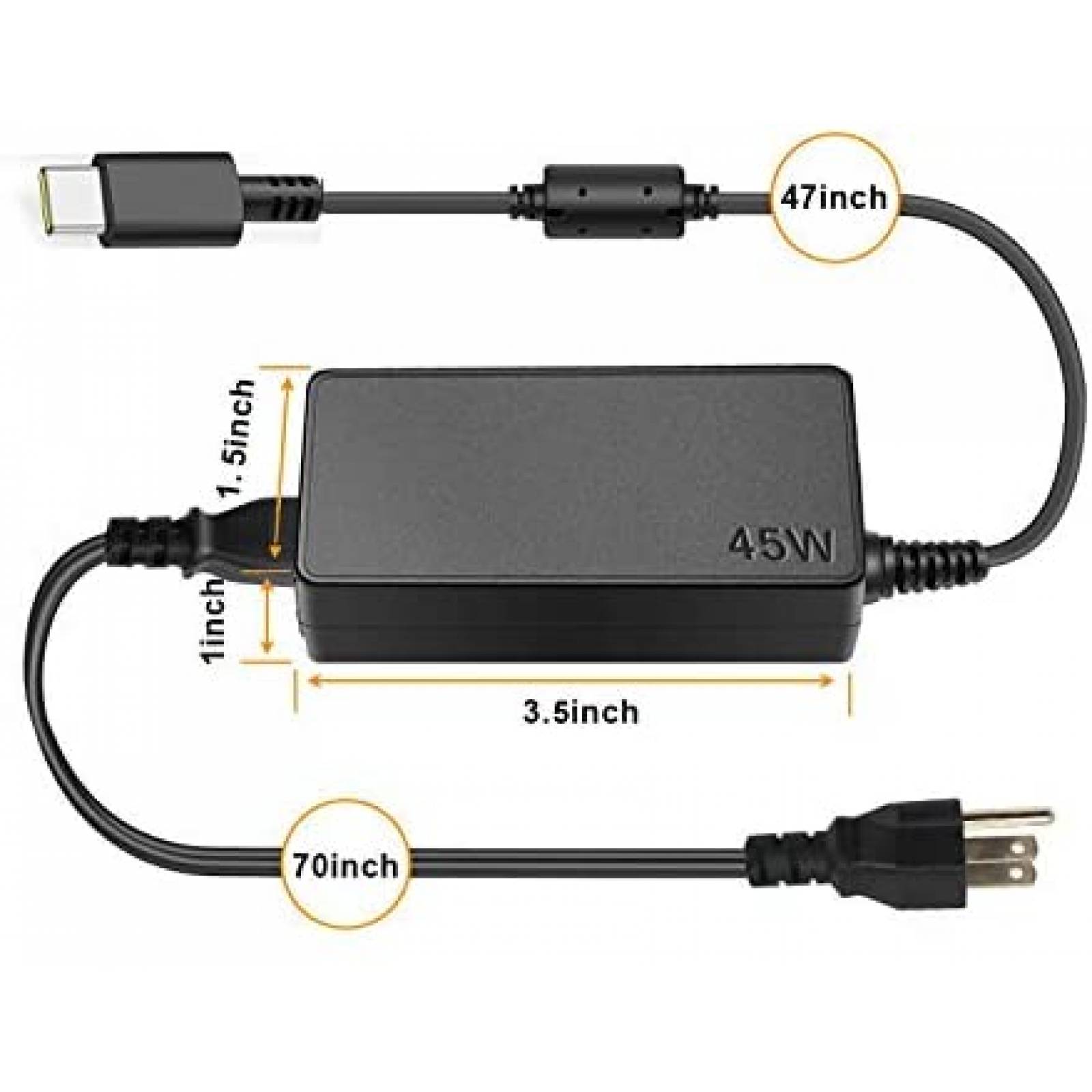 Cargador Universal LNOCCIY USB C p/Lenovo Chromebook -Negro