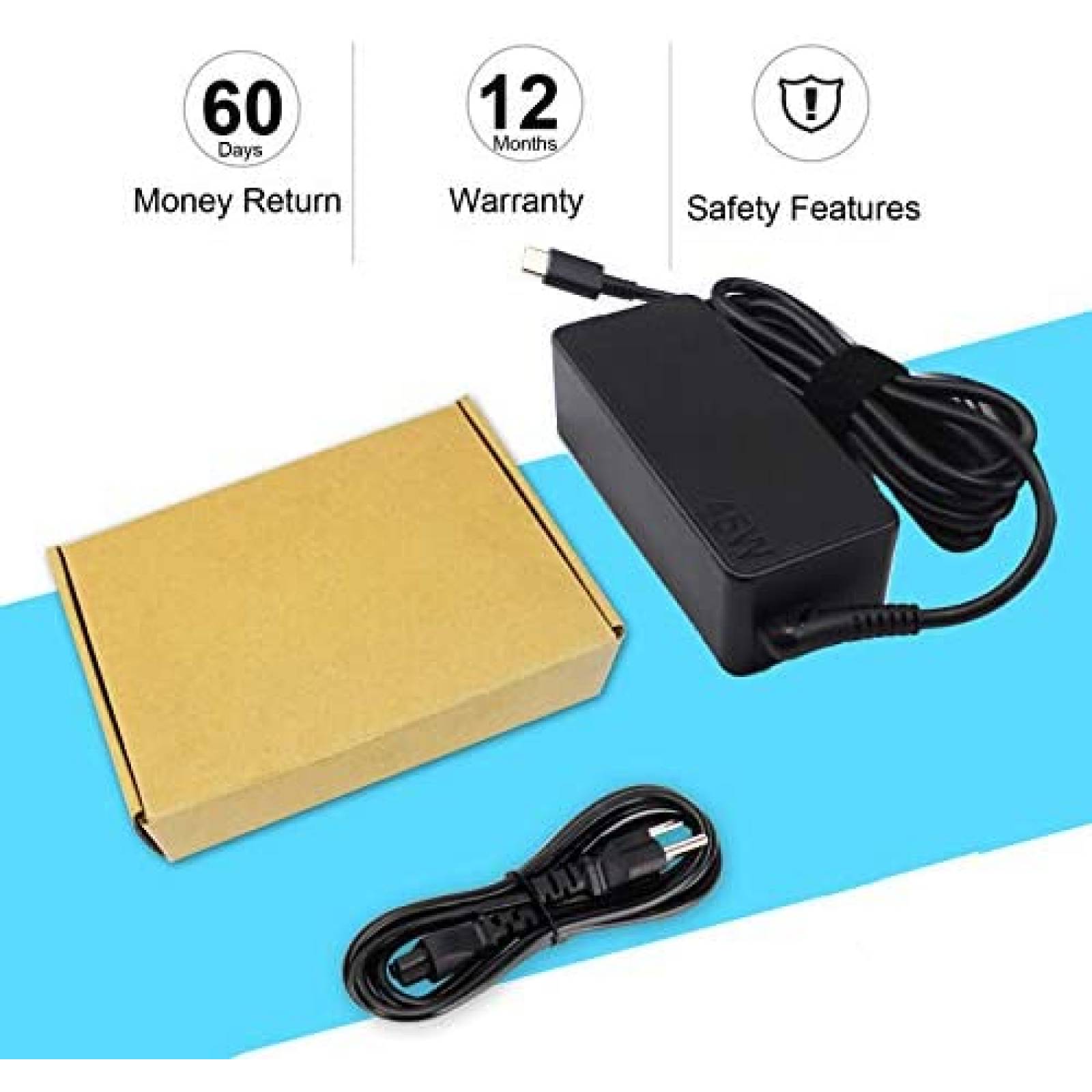 Cargador Universal LNOCCIY USB C p/Lenovo Chromebook -Negro