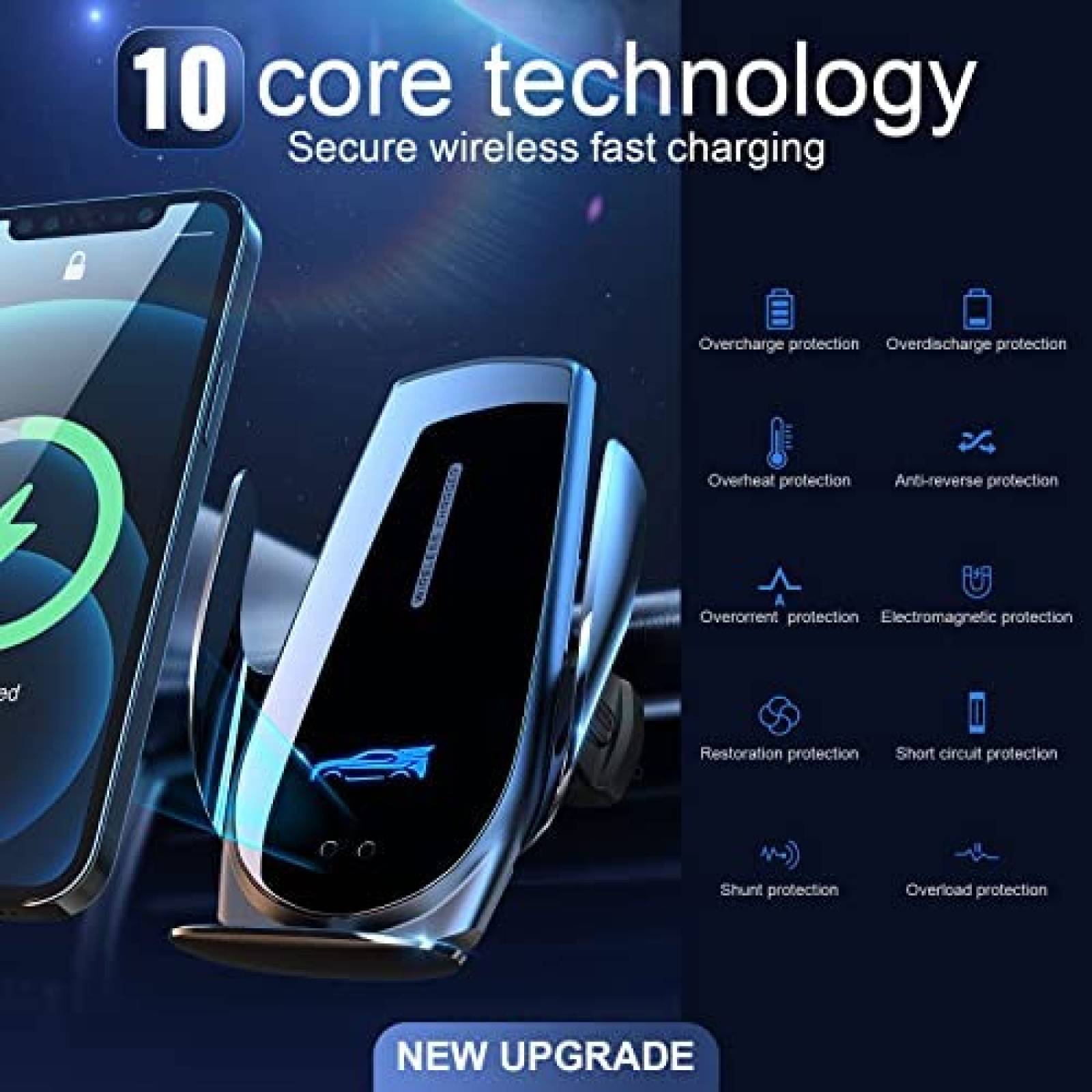 Stand cargador de telefono para auto NB ajustable -Negro