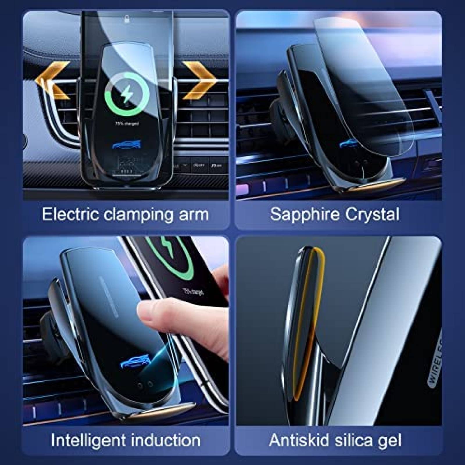 Stand cargador de telefono para auto NB ajustable -Negro