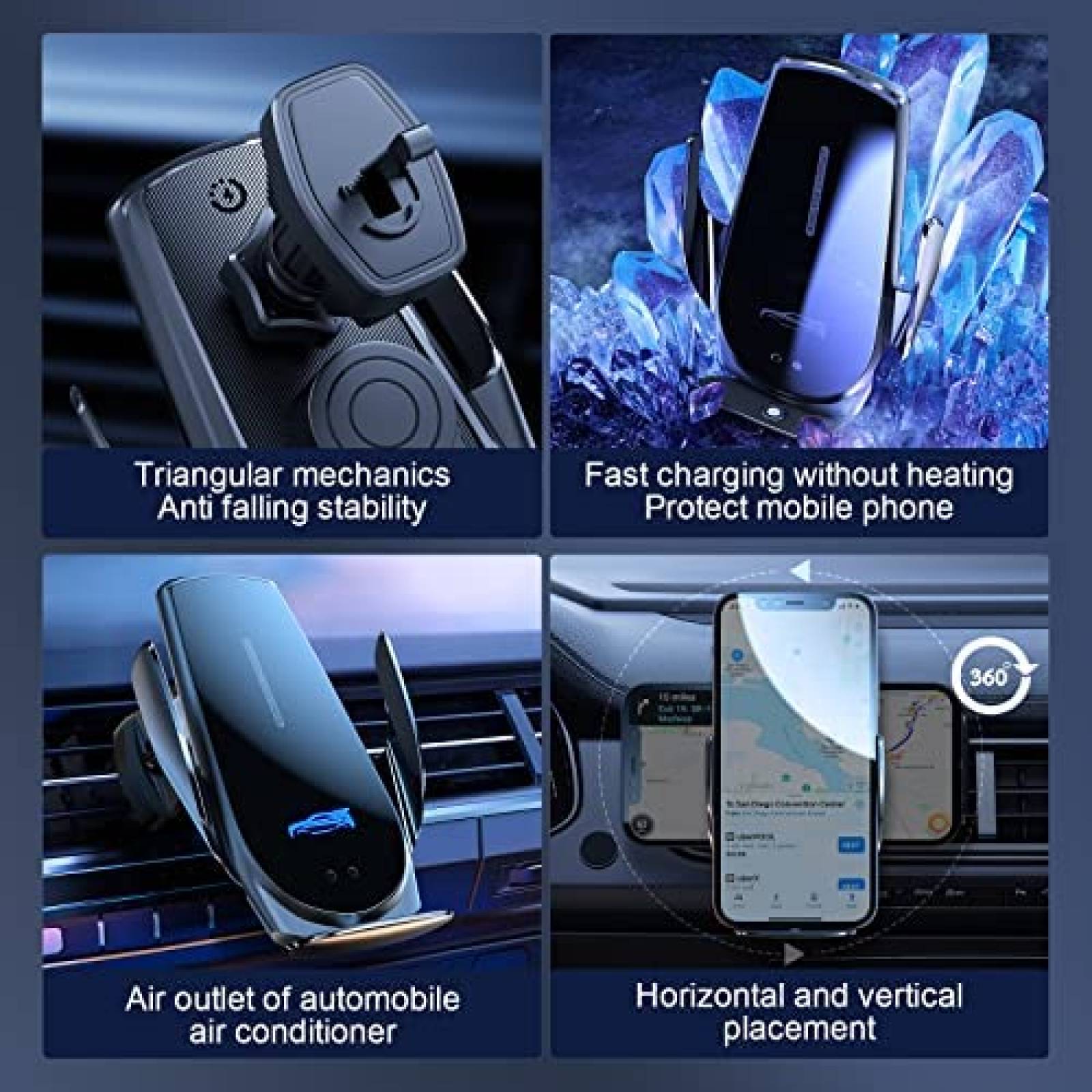 Stand cargador de telefono para auto NB ajustable -Negro