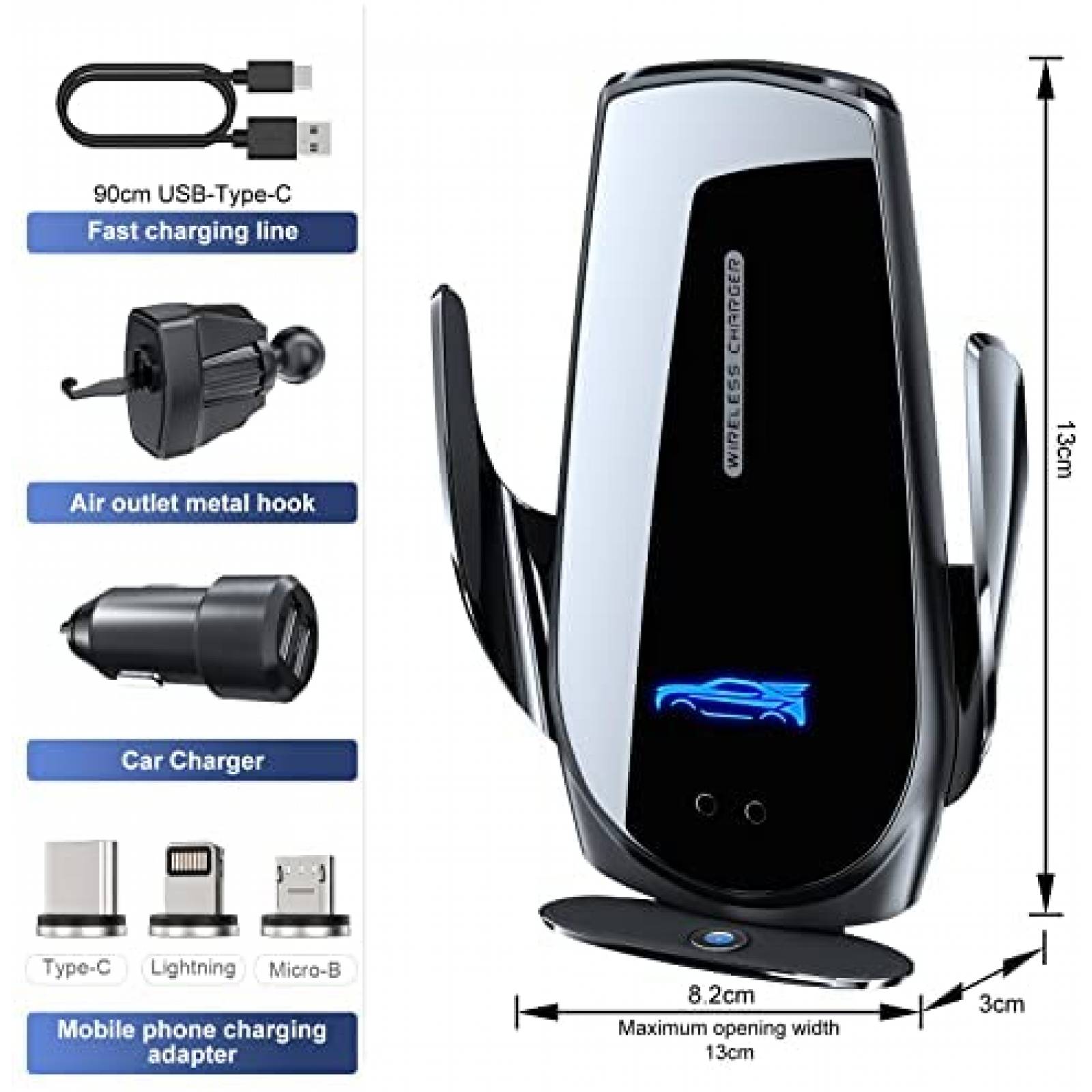 Stand cargador de telefono para auto NB ajustable -Negro