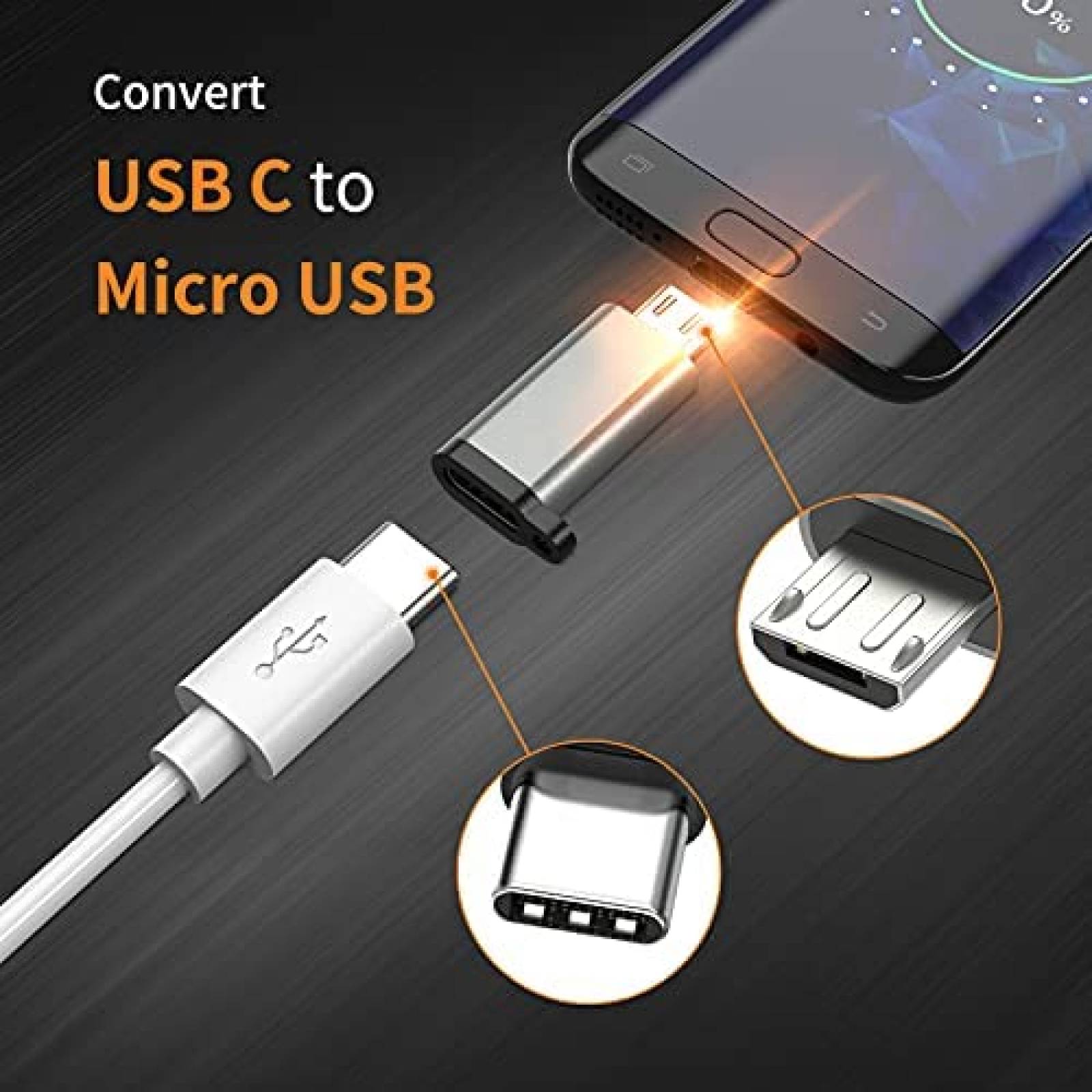 Pack adaptador micro USB a USB tipo C ULIFTUS x3 -Gris
