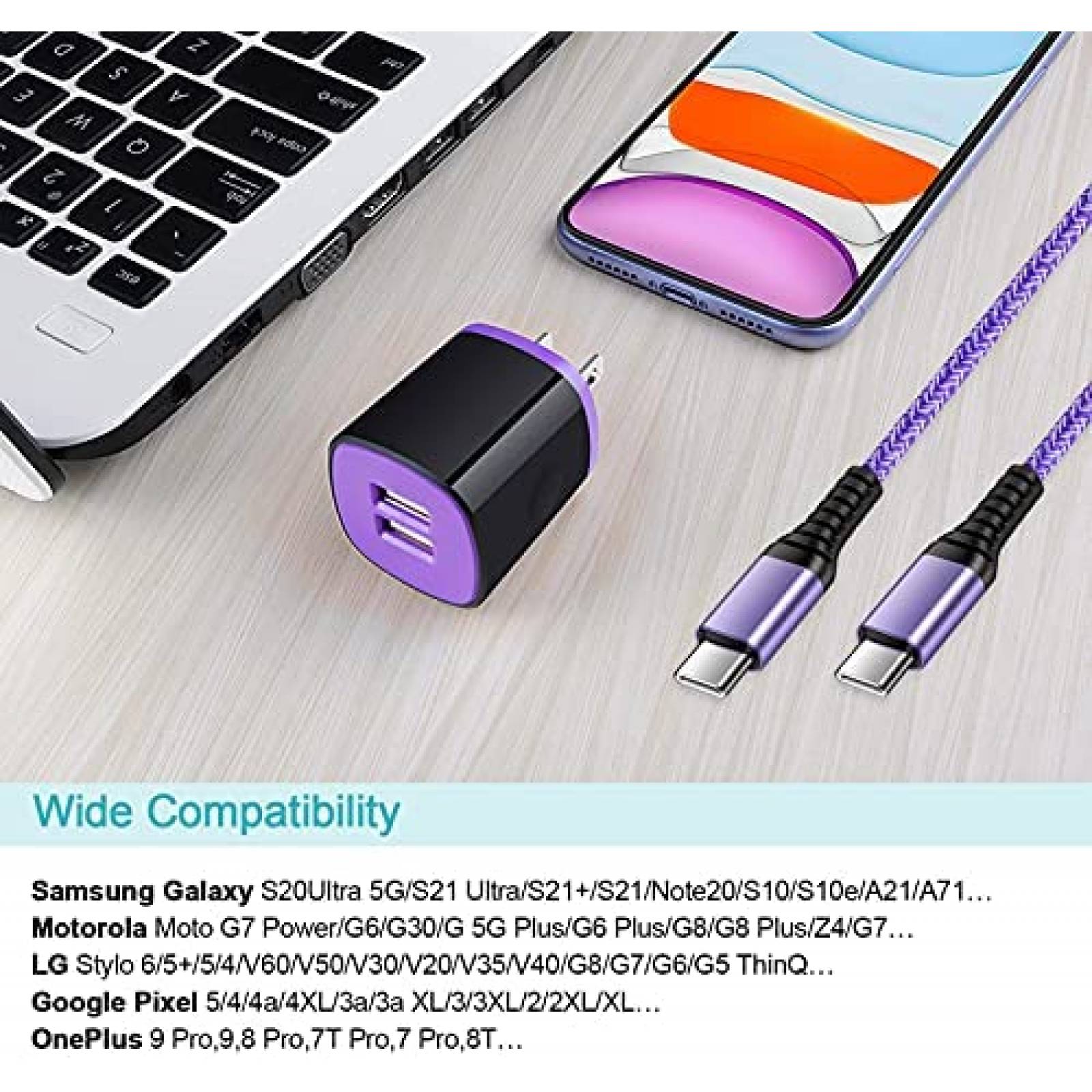 Cargador Carro Amtobo Galaxy S21 Compatible USB C Muro