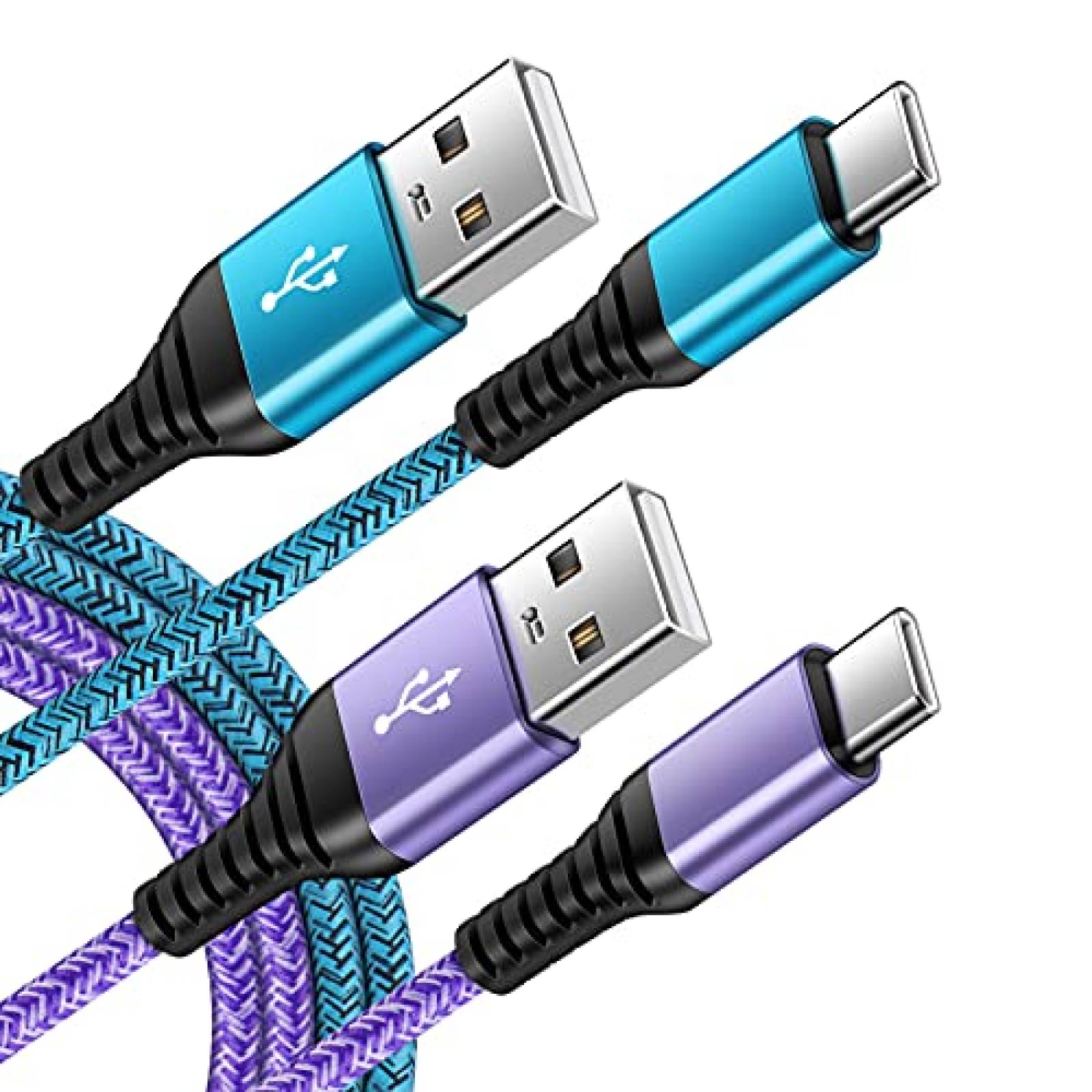 Pack cable entrada tipo USB C ABCPOW X2 -Morado/azul