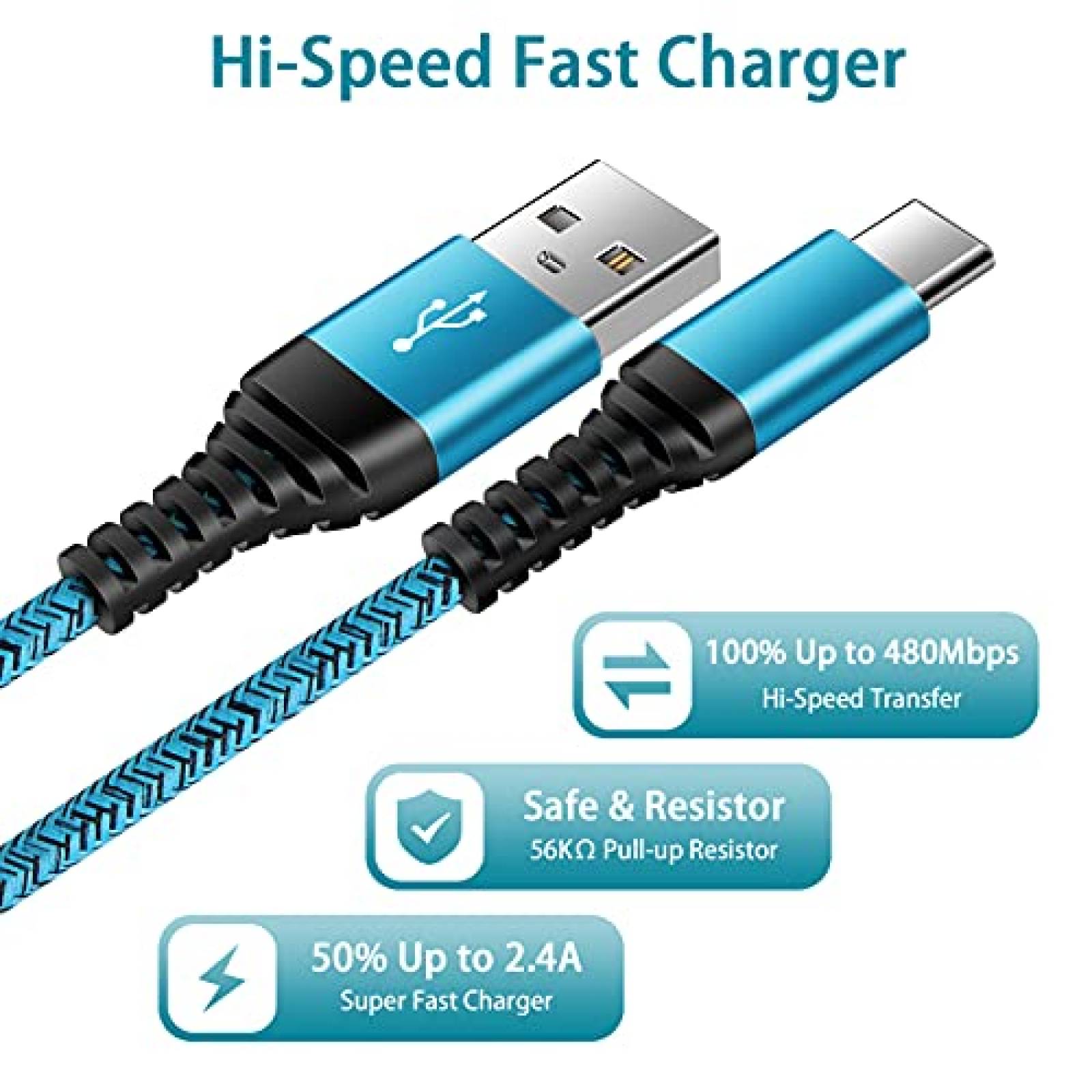 Pack cable entrada tipo USB C ABCPOW X2 -Morado/azul