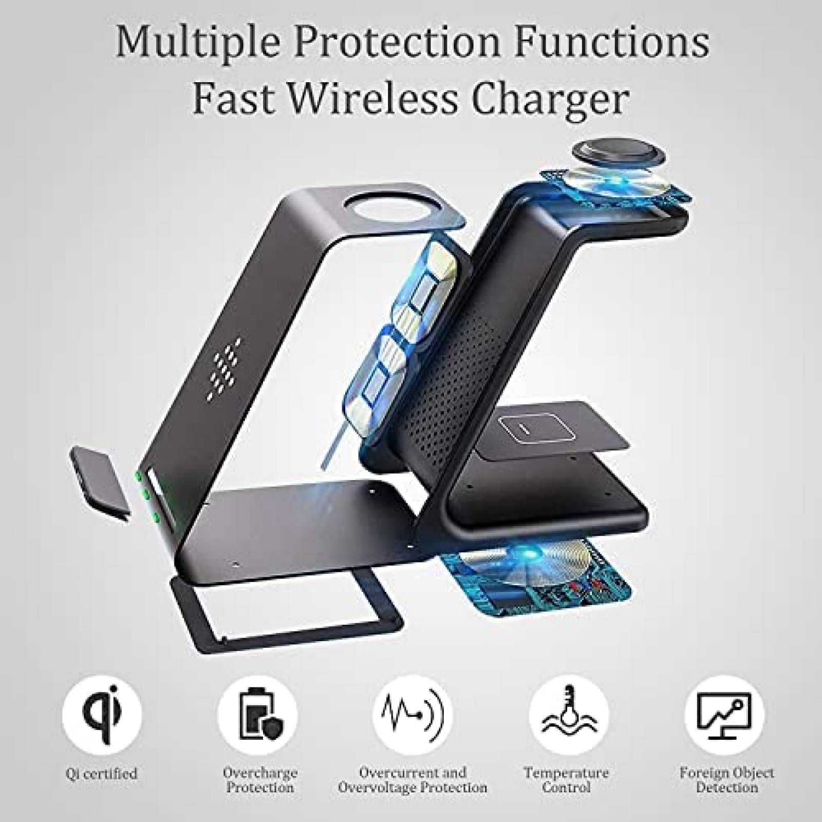 Stand Qi carga rapida inalambrica Samsung 3x1 Azurezone