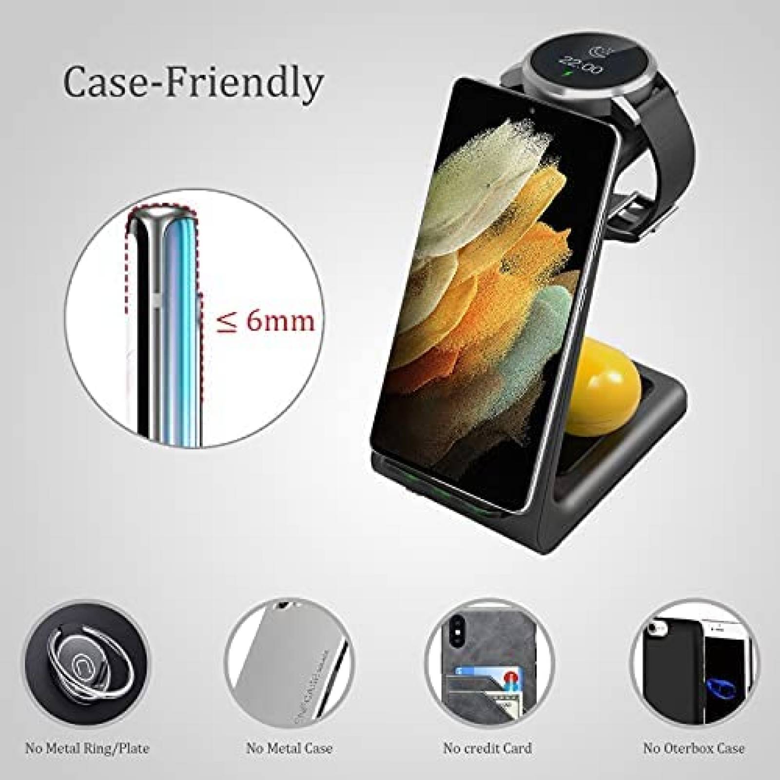 Stand Qi carga rapida inalambrica Samsung 3x1 Azurezone