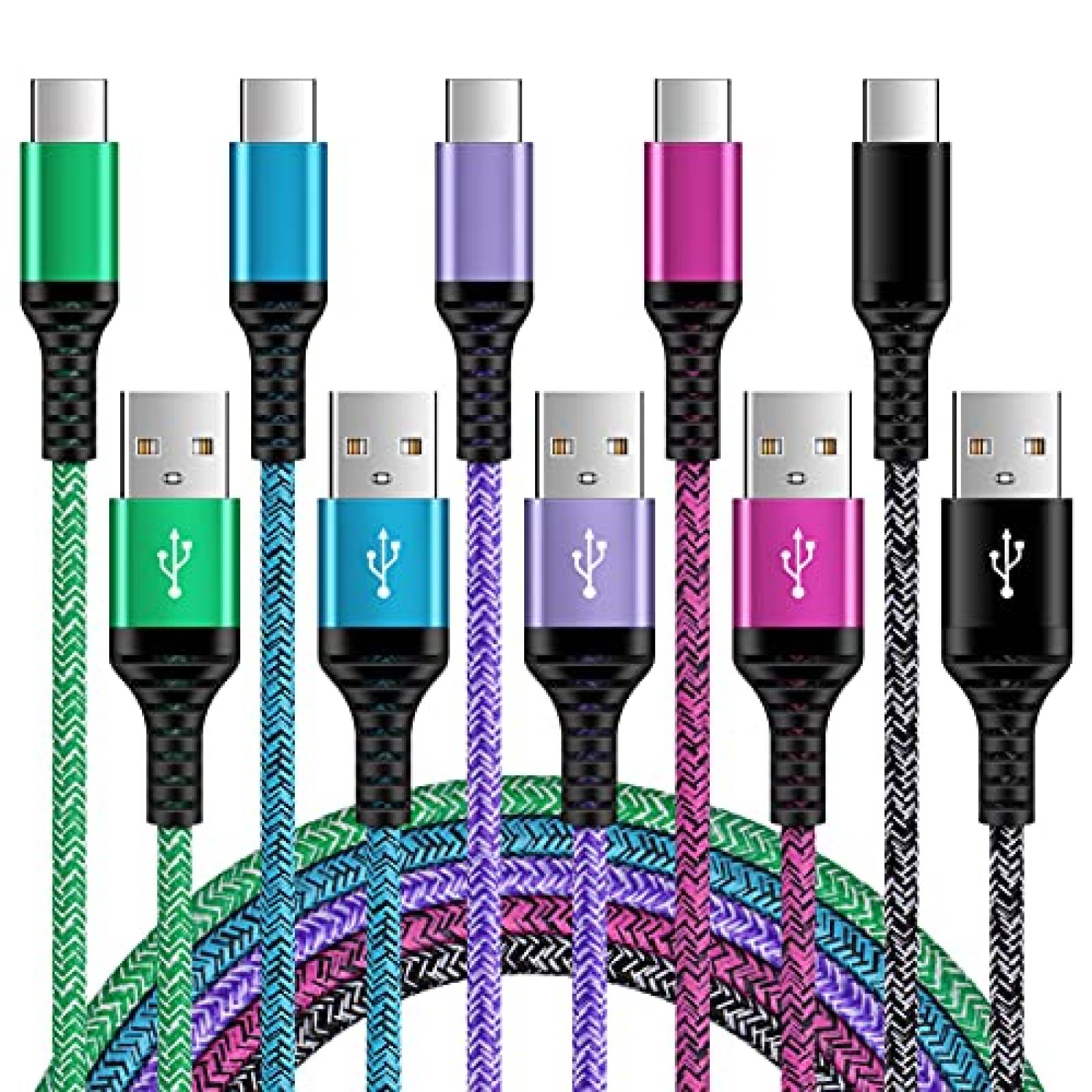 Cable ANDHOT 5 Pzs Carga Rapida USB C 6ft Para Galaxy S21