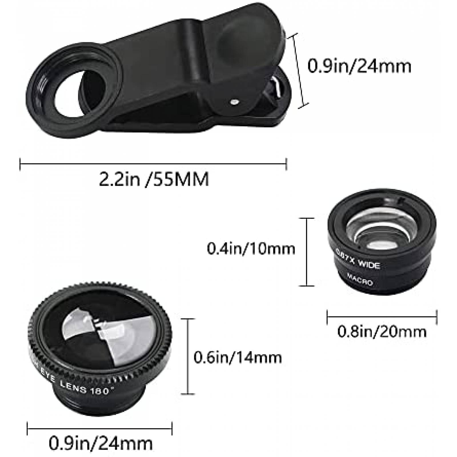 Kit Lentes para Camara de Celular YACSEJAO 3pzas con Clip