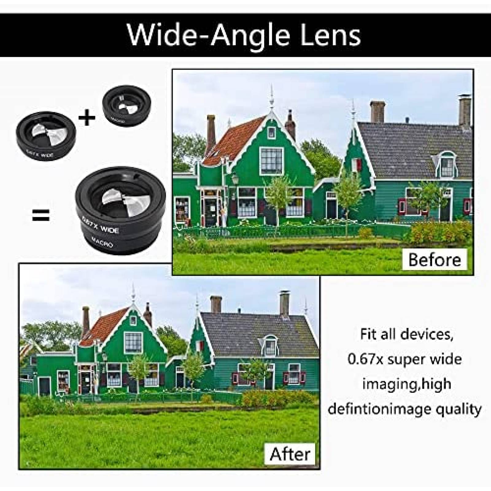 Kit Lentes para Camara de Celular YACSEJAO 3pzas con Clip