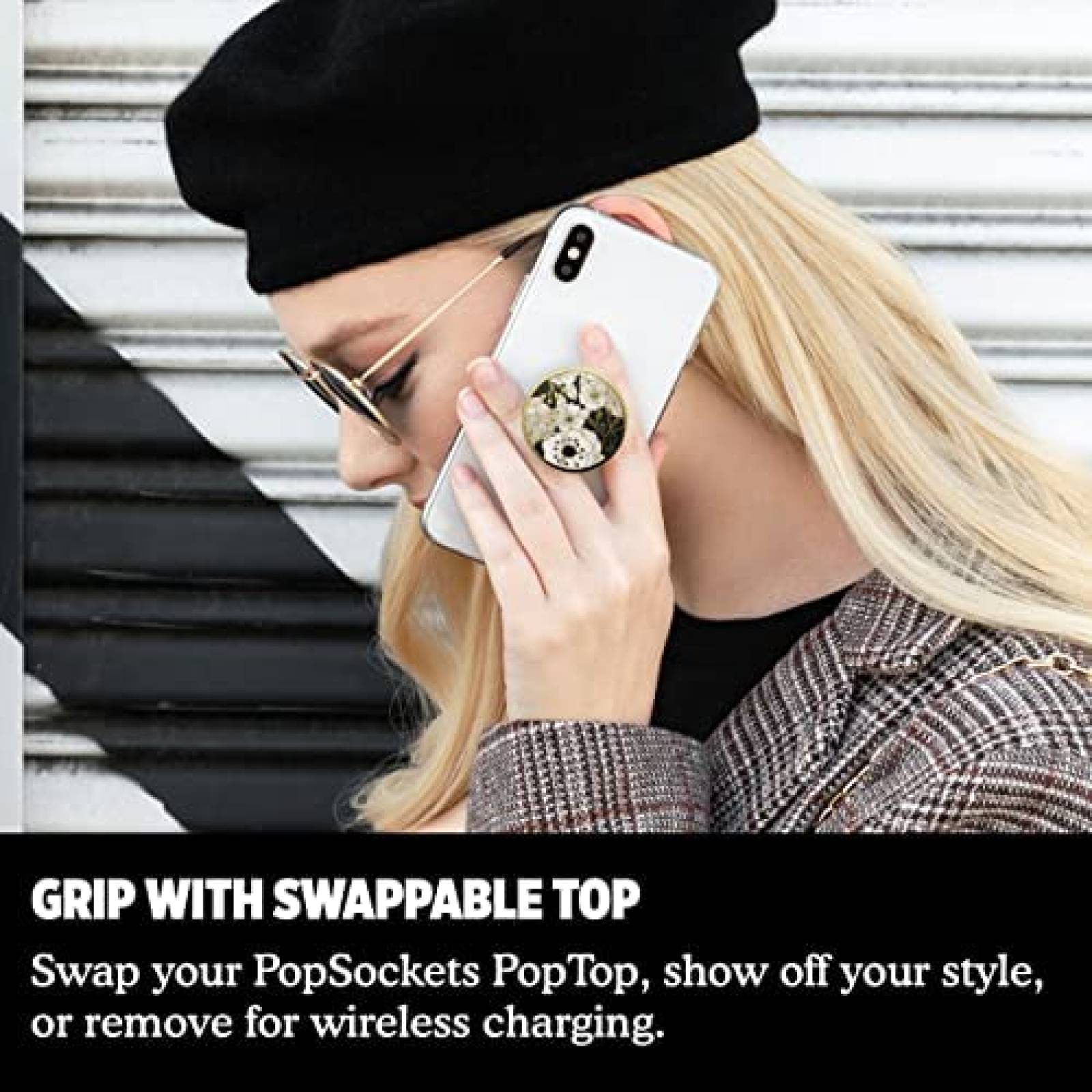 PopGrip PopSockets Floral de plastico -Negro/blanco