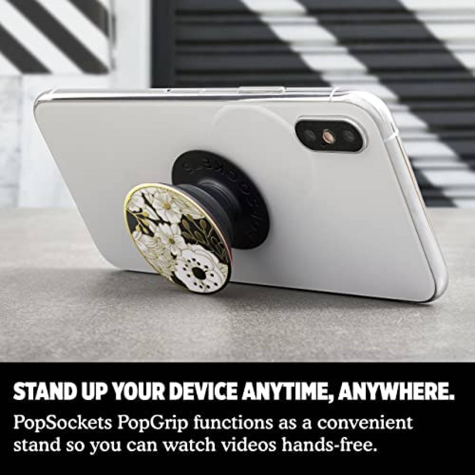 PopGrip PopSockets Floral de plastico -Negro/blanco