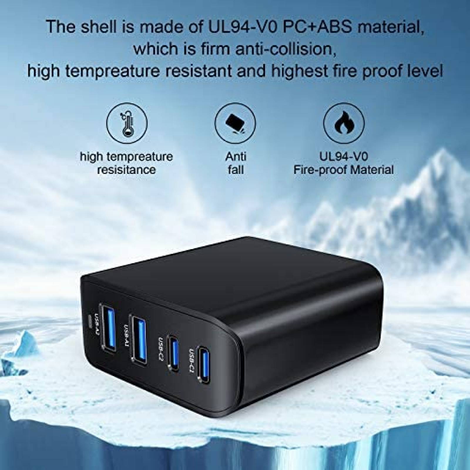 Adaptador de pared USB-C GSHLGAO 100W 4 puertos -Negro