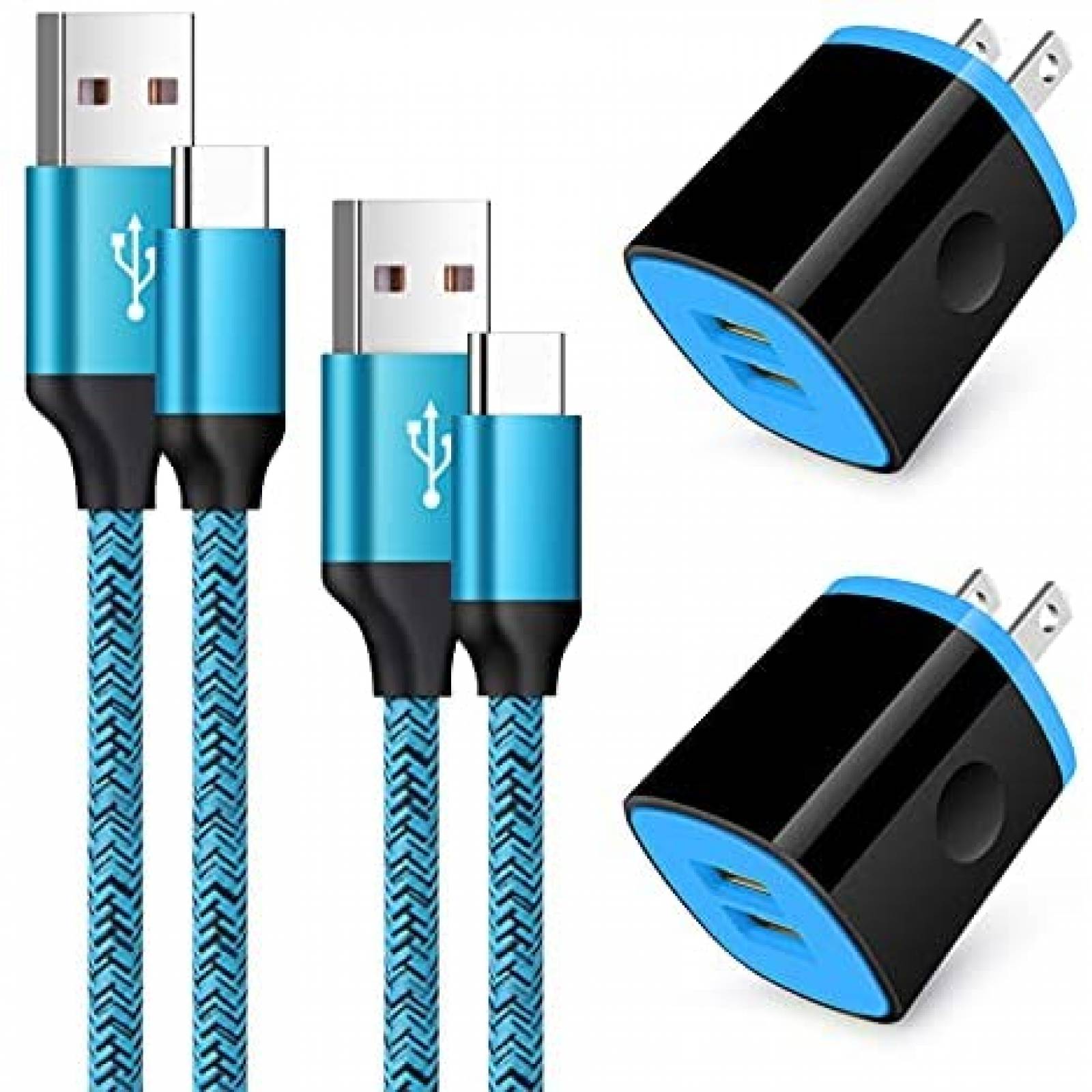 Cargador de Pared RePind USB a USB C de 6 Pies -Azul/Negro