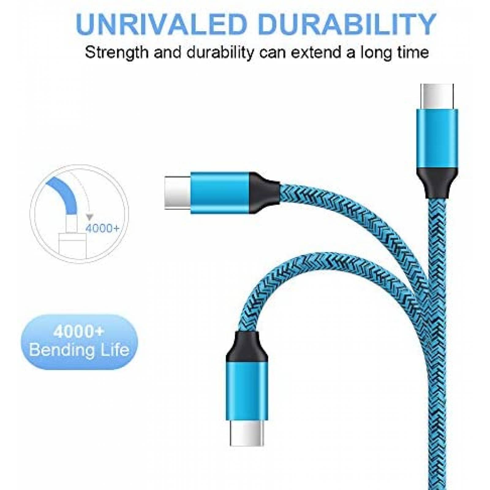 Cargador de Pared RePind USB a USB C de 6 Pies -Azul/Negro