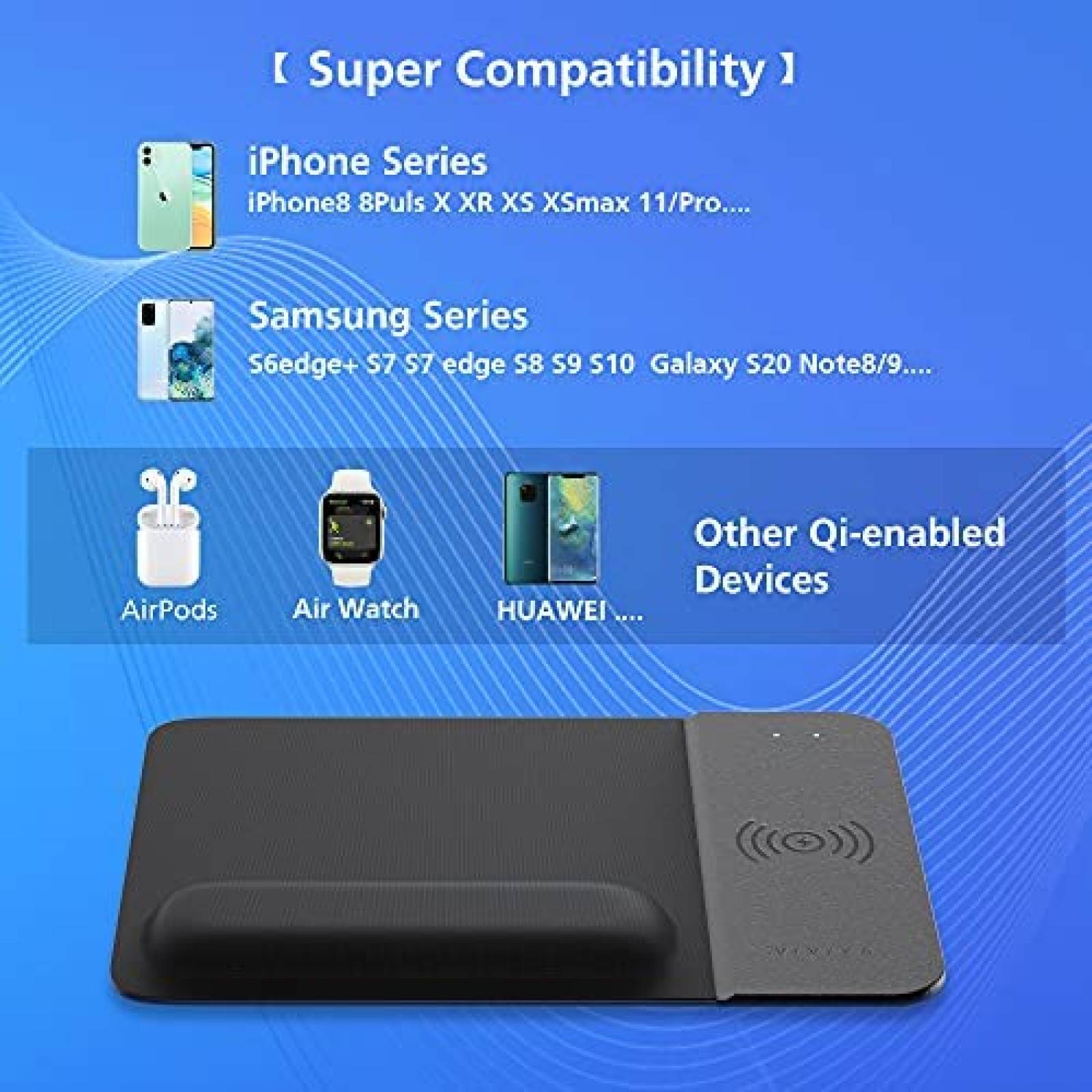 Mouse Pad VIVIYA con Funcion de Cargador Inalambrico -Negro