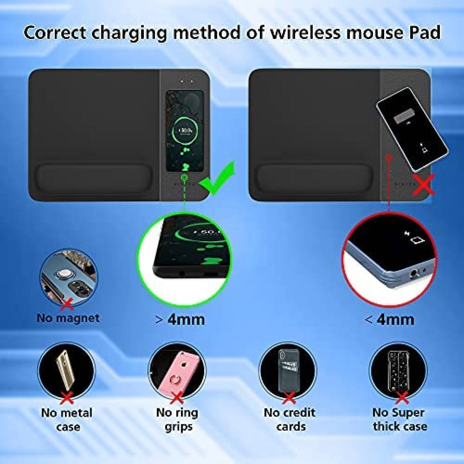 Mouse Pad VIVIYA con Funcion de Cargador Inalambrico -Negro