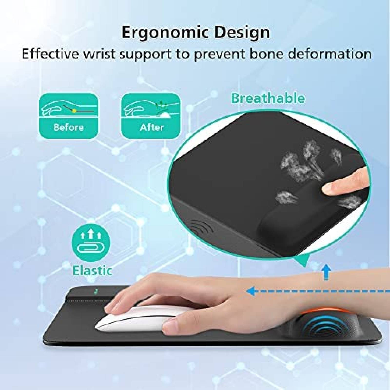 Mouse Pad VIVIYA con Funcion de Cargador Inalambrico -Negro