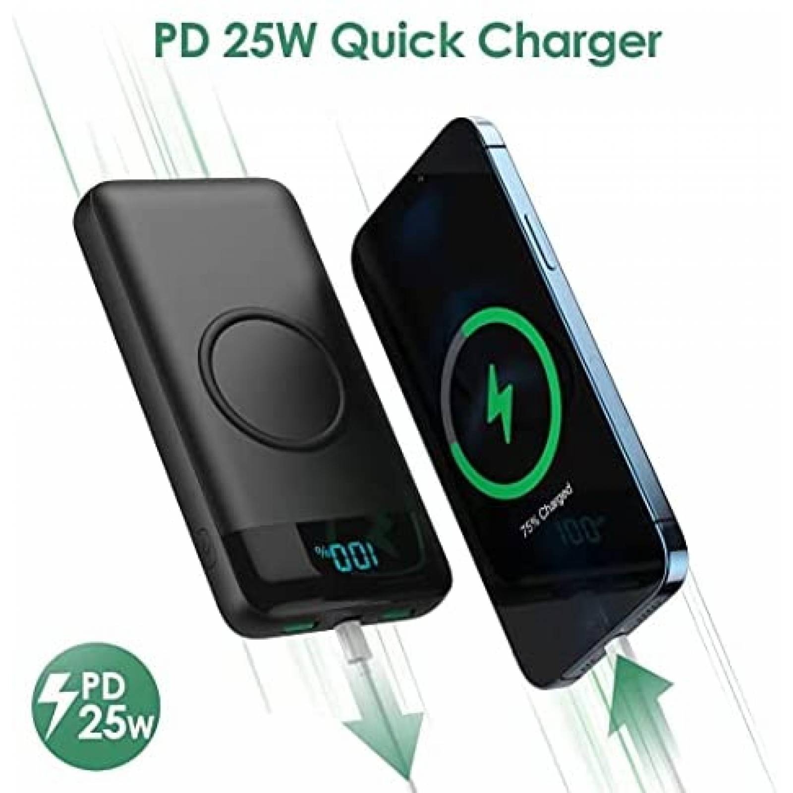 Cargador Portatil Inalambrico FOCHEW 15W Indicadores LED