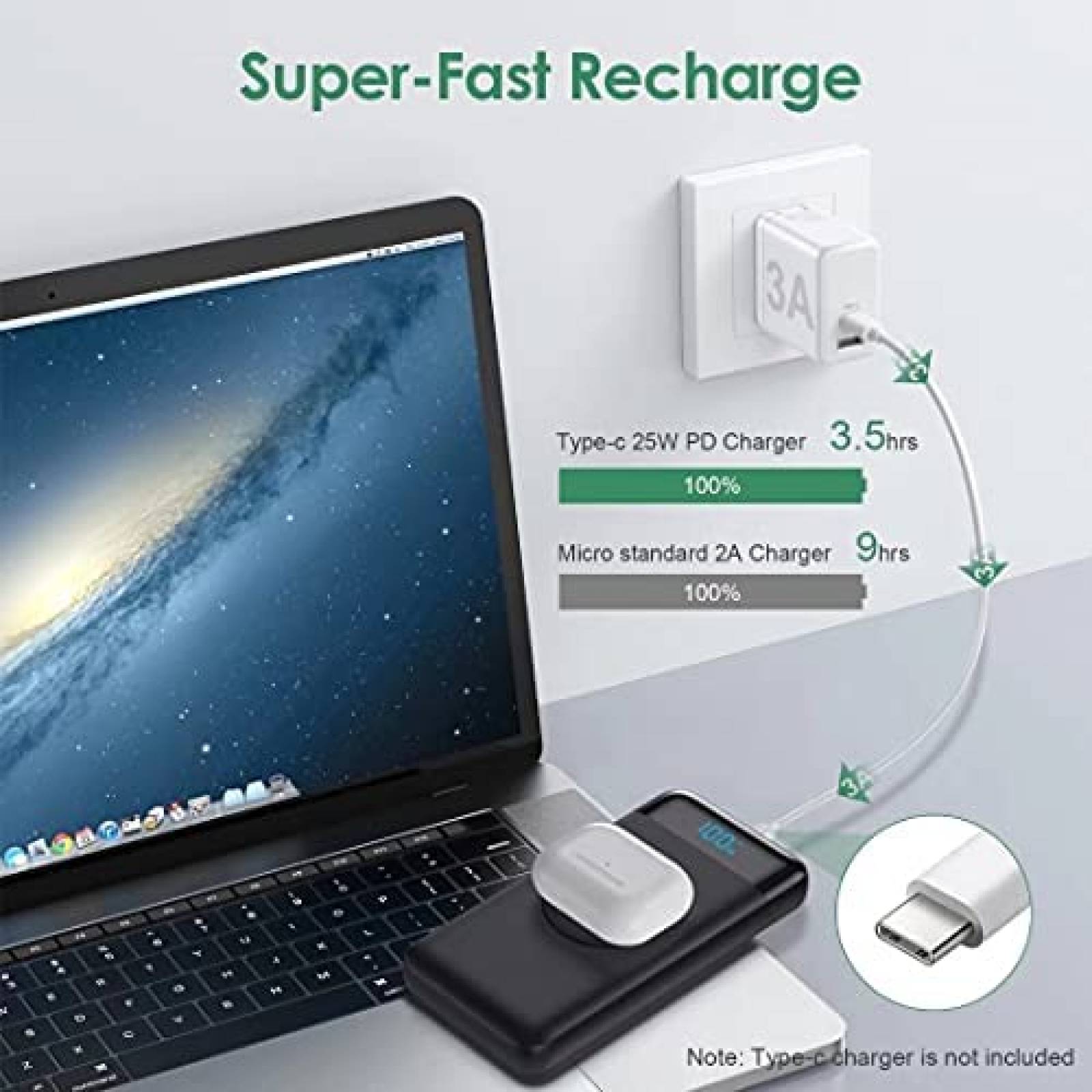 Cargador Portatil Inalambrico FOCHEW 15W Indicadores LED