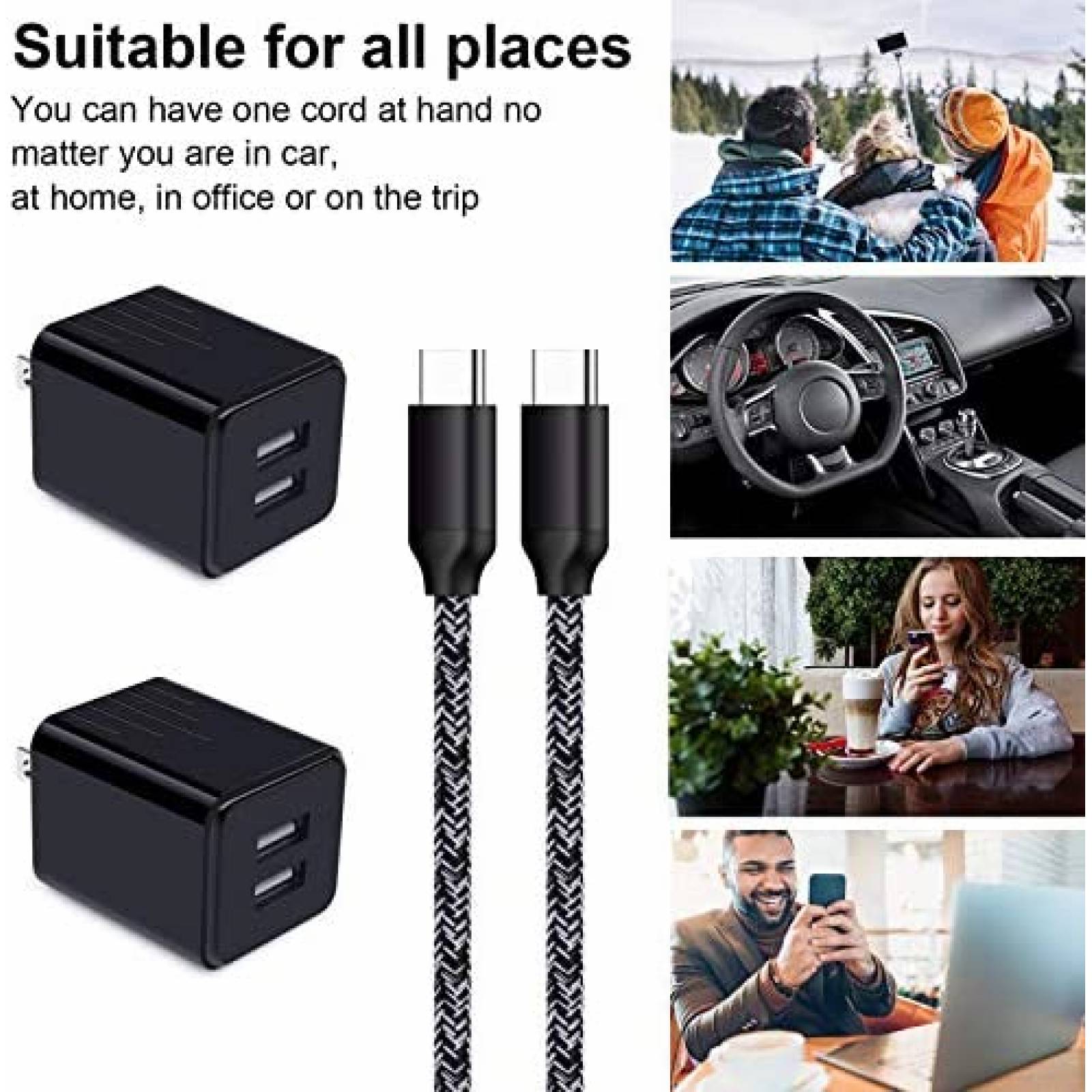 Cable Cargador de Pared REPIND de 6 Pies USB C -Negro