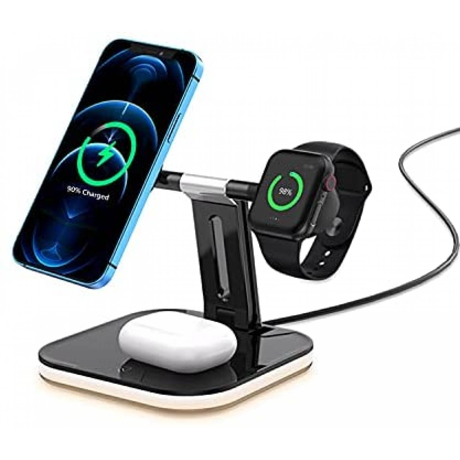 Soporte Cargador 3 en 1 Cricle para Celular/Audifonos/Reloj