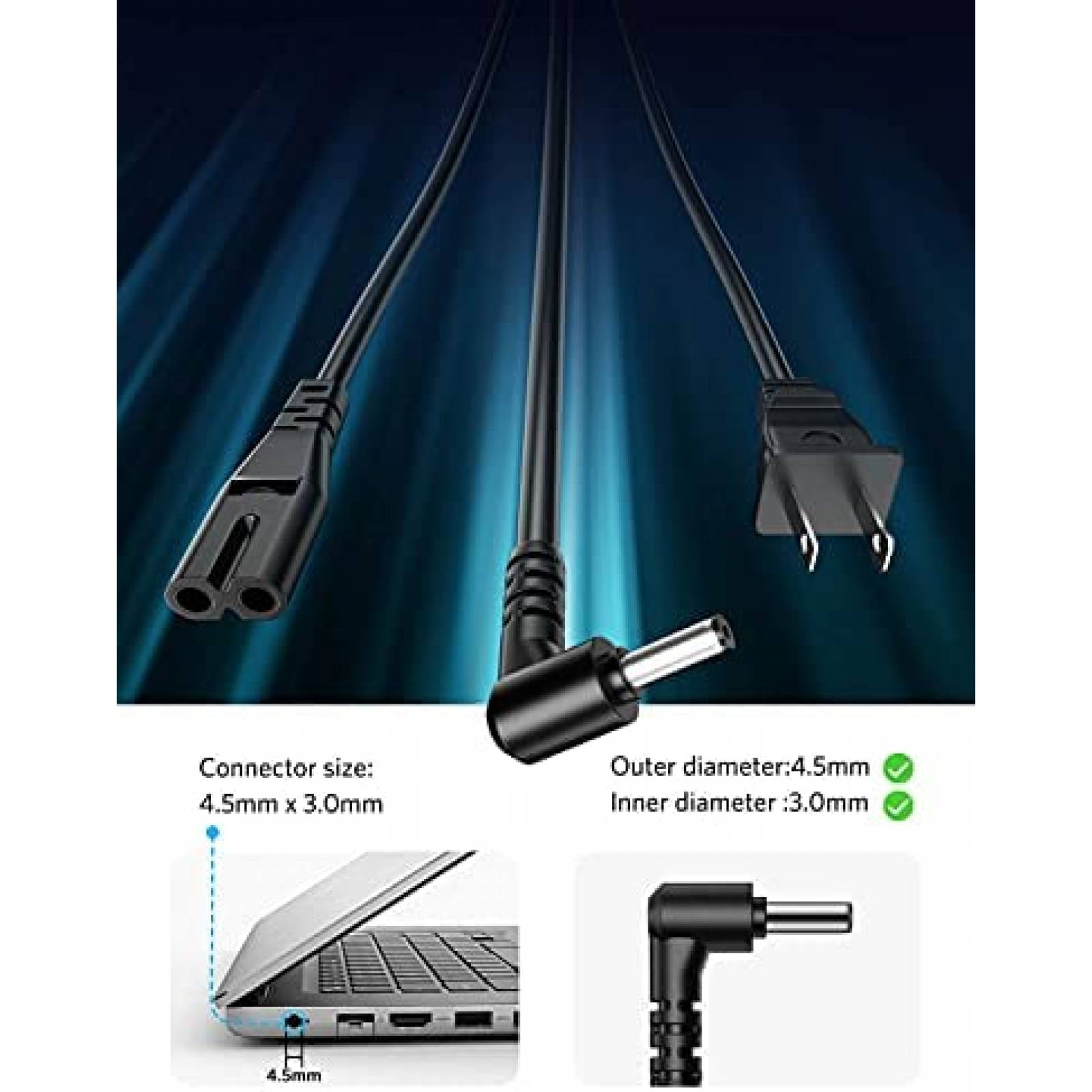 Cargador laptop Seelion Dell Compatible 45W 19.5V -Negro