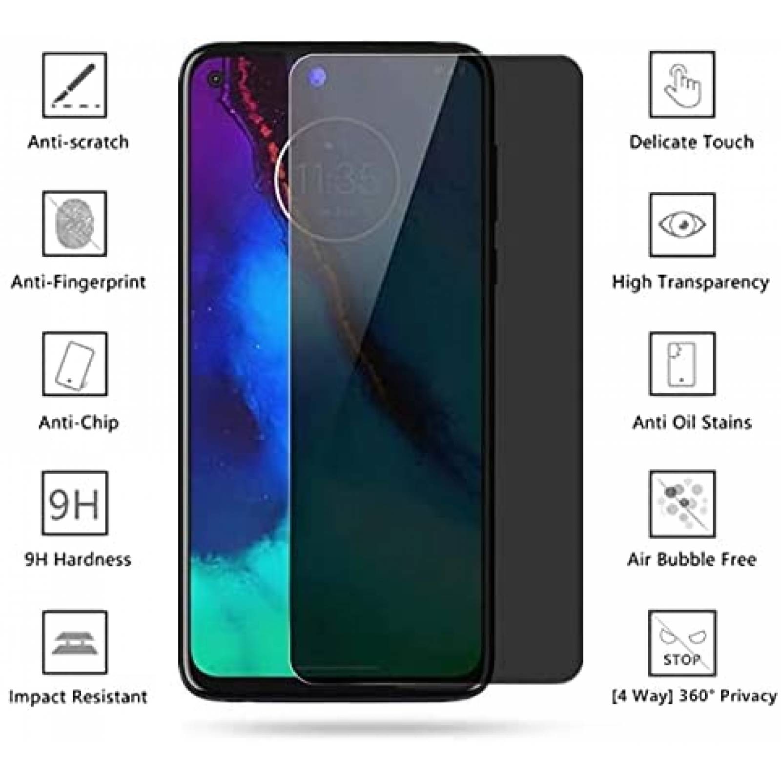Filtro de Privacidad AISELAN para Moto G Stylus -Negro