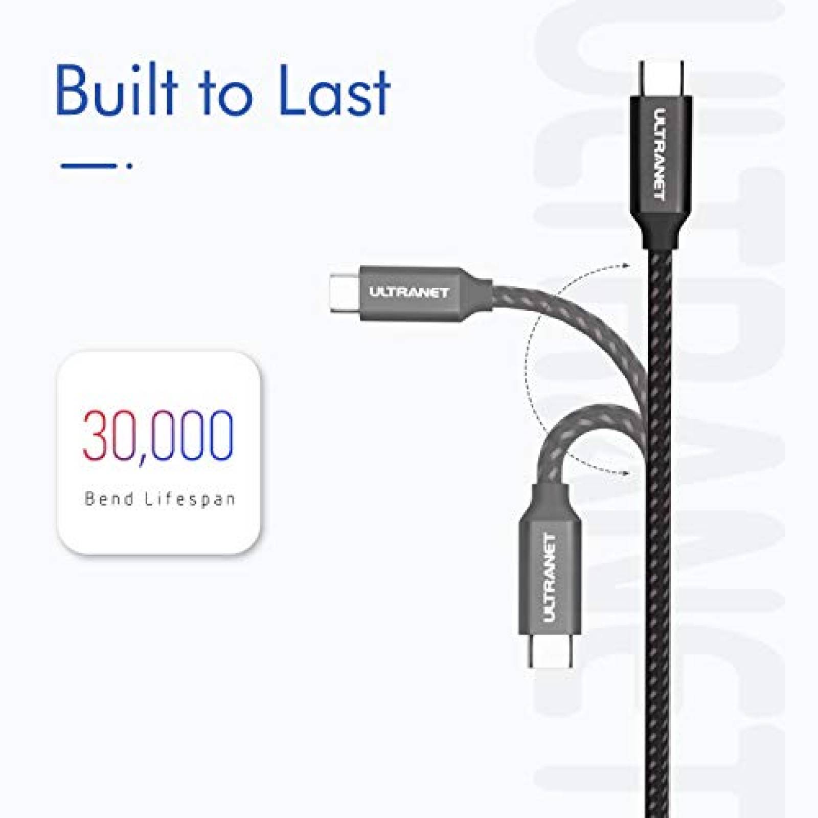 Cable USB C ULTRANET 60W USB C a USB C de 5,5ft -Negro