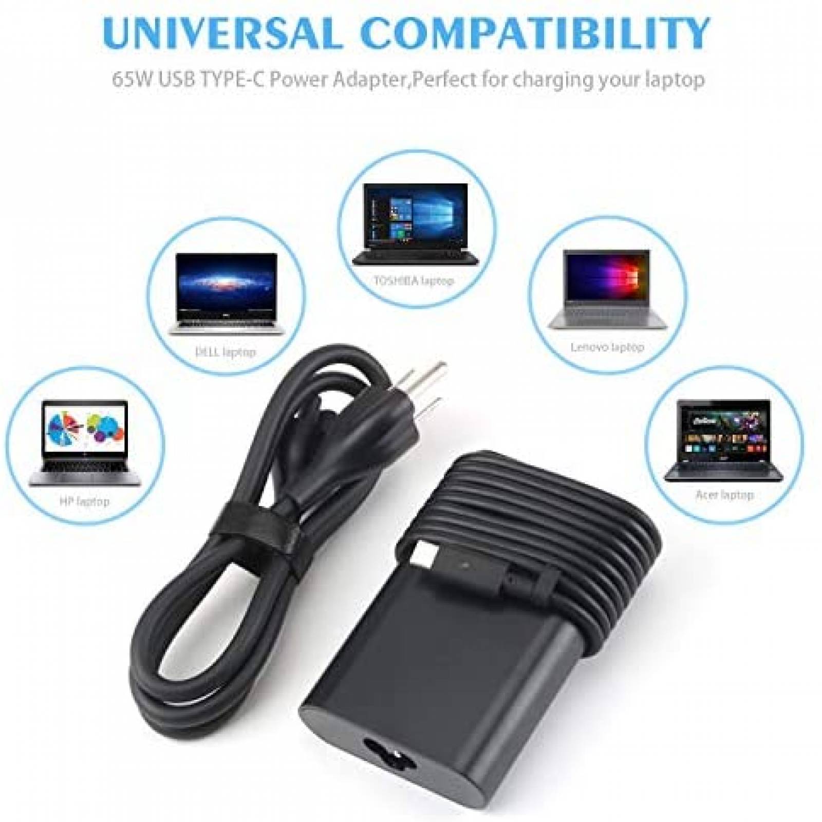 Cargador para Laptop HFLRZZ Dell XPS 12 65W 45W USB C -Negro