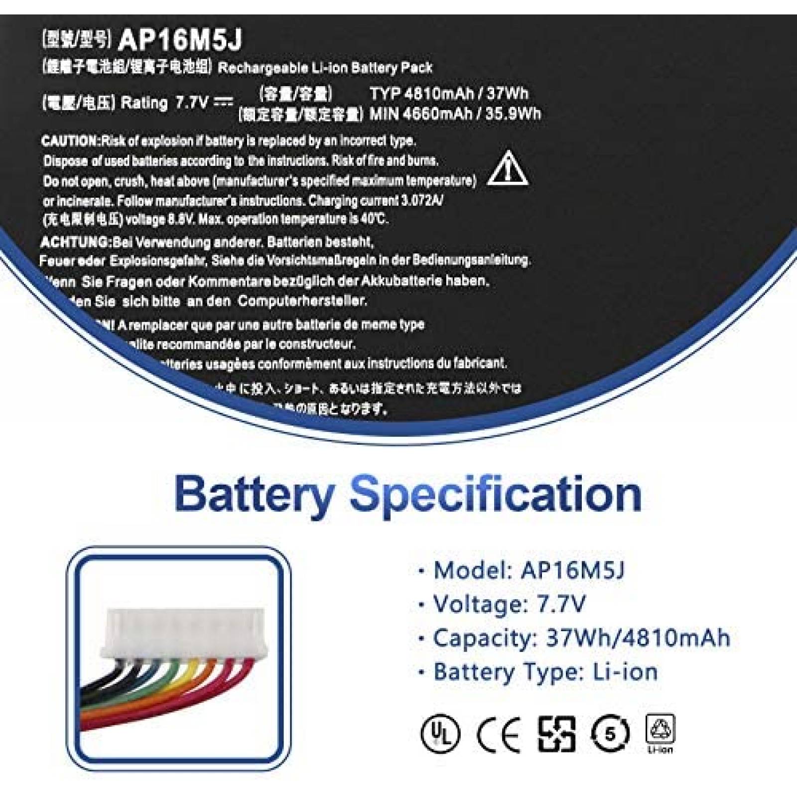 Bateria para ordenador ANTIEE AP16M5J portatil Acer Aspire