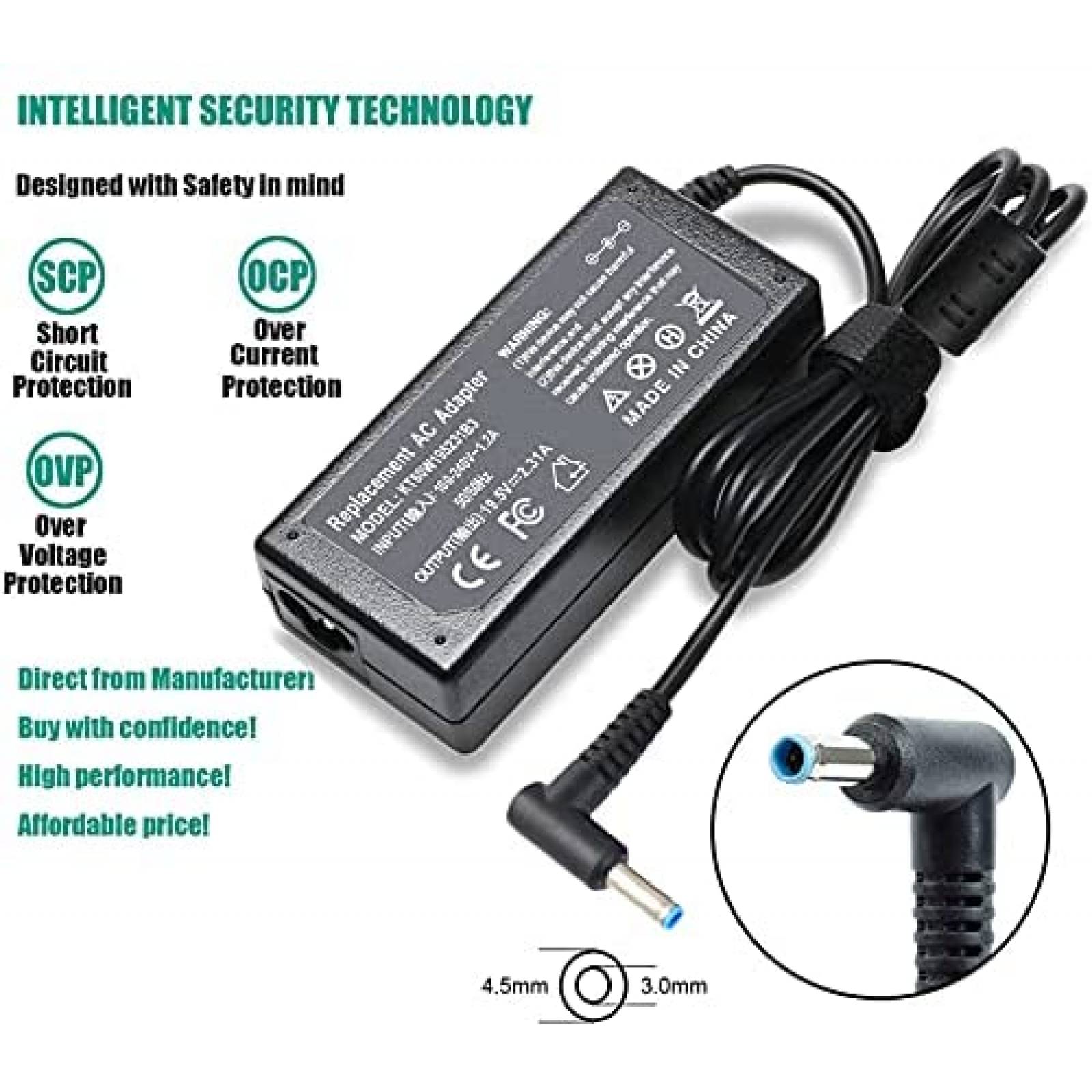 Cargador DMKAOLLK Para Laptop 19.5V 2.31A 45W -Negro