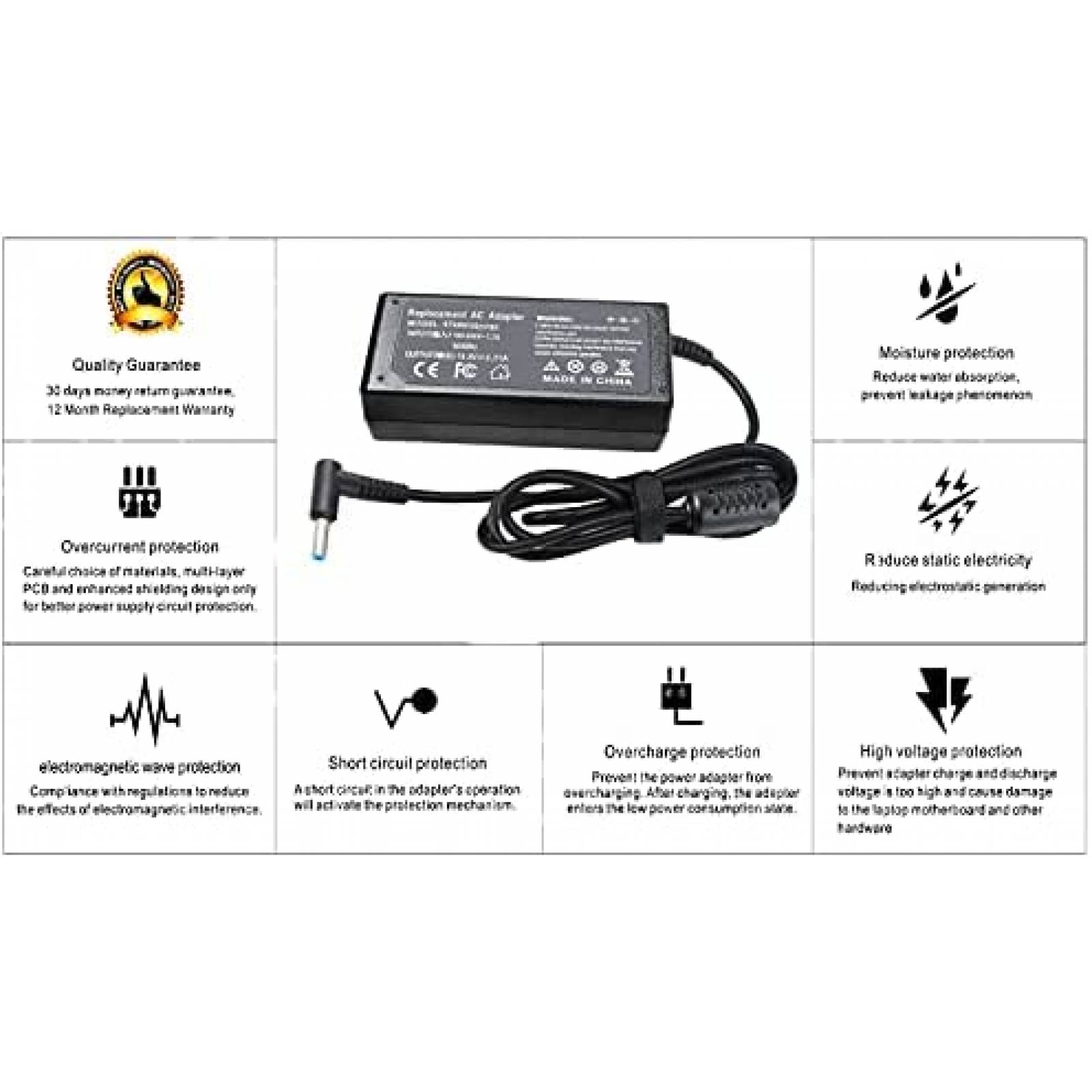 Cargador DMKAOLLK Para Laptop 19.5V 2.31A 45W -Negro