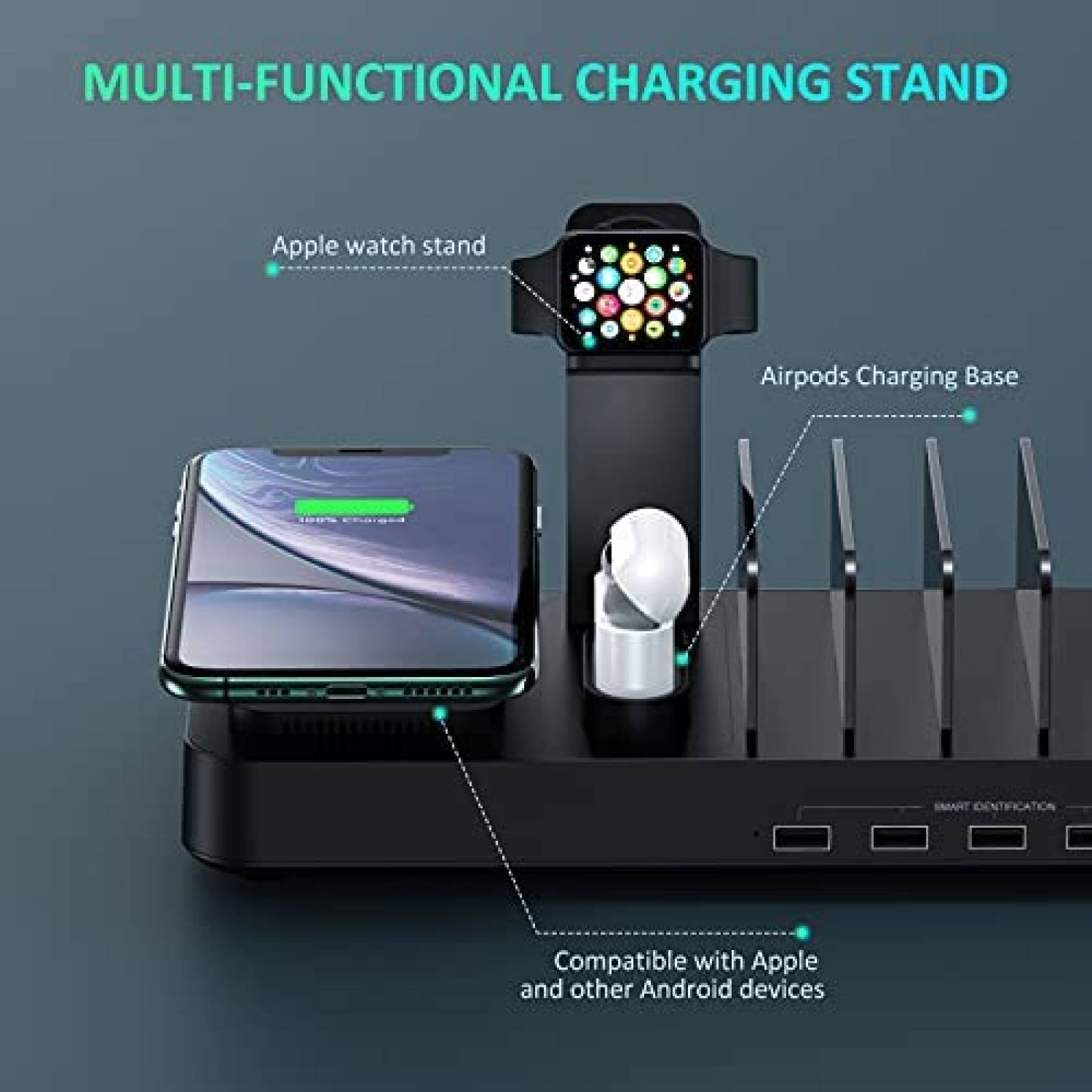 Estacion de carga multiple Getop x8 espacios -Negro